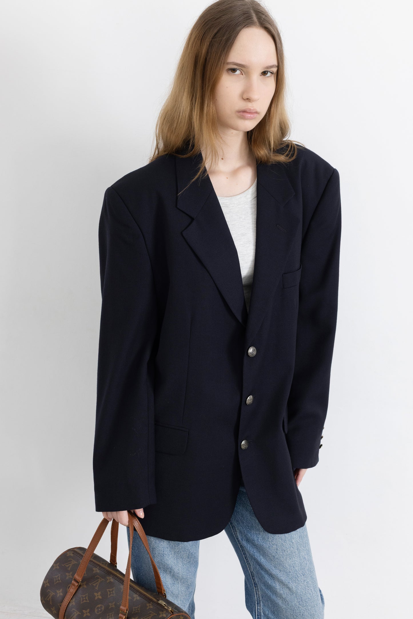 Vintage Navy Wool Blazer
