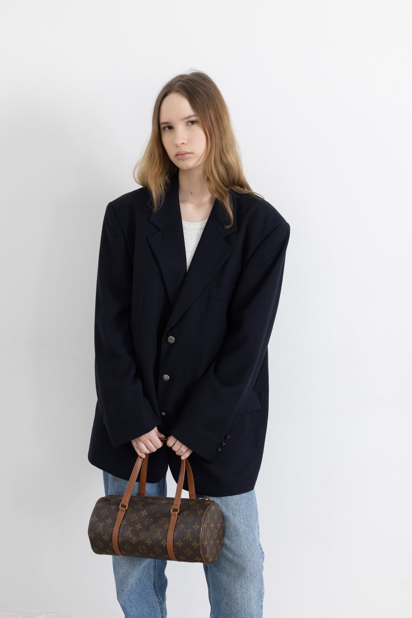 Vintage Navy Wool Blazer