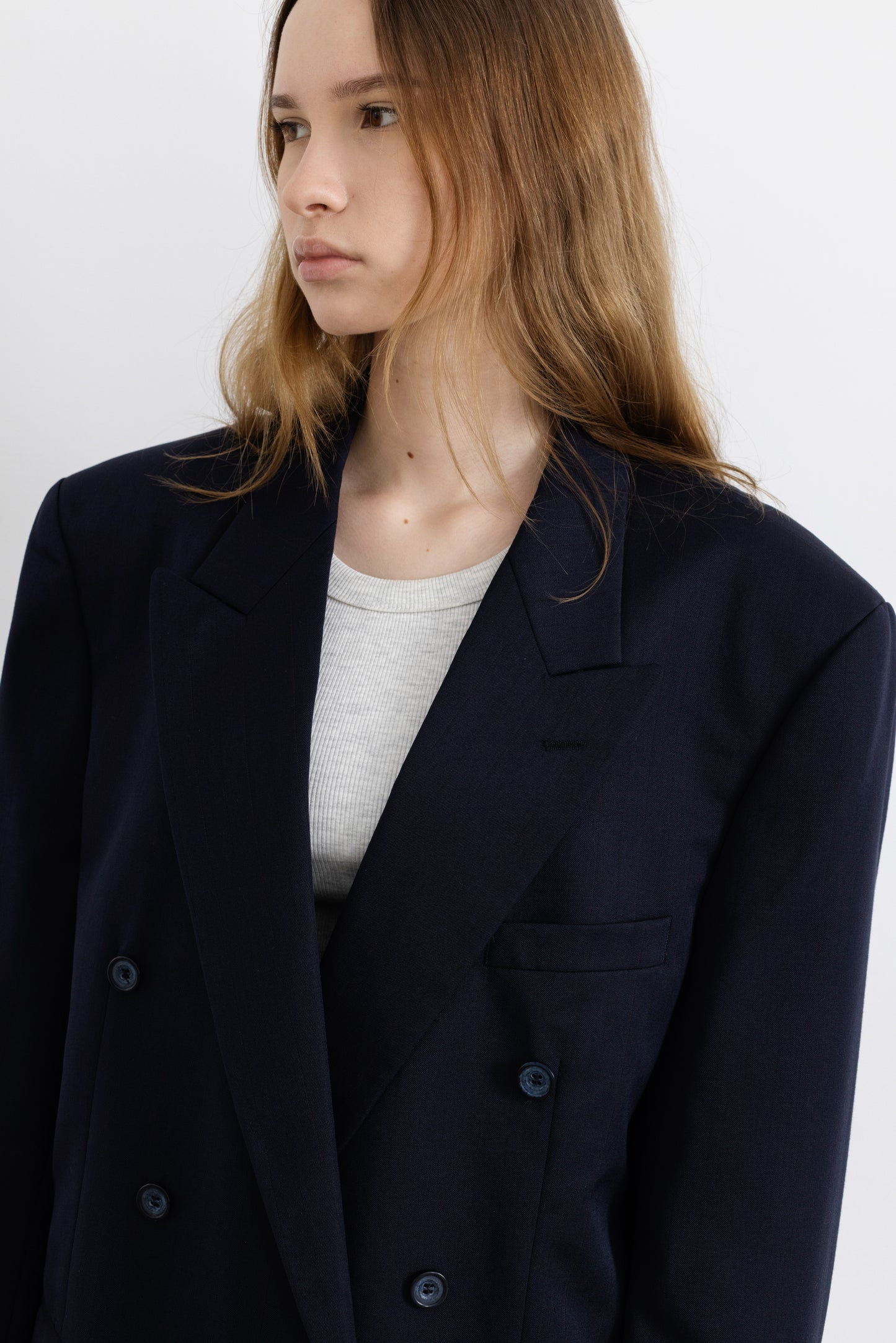 Vintage Navy Striped Wool Blazer