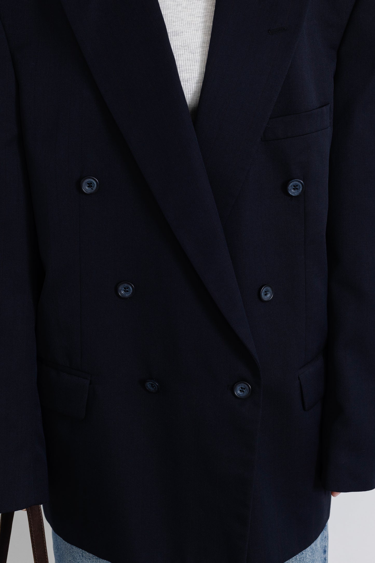 Vintage Navy Striped Wool Blazer