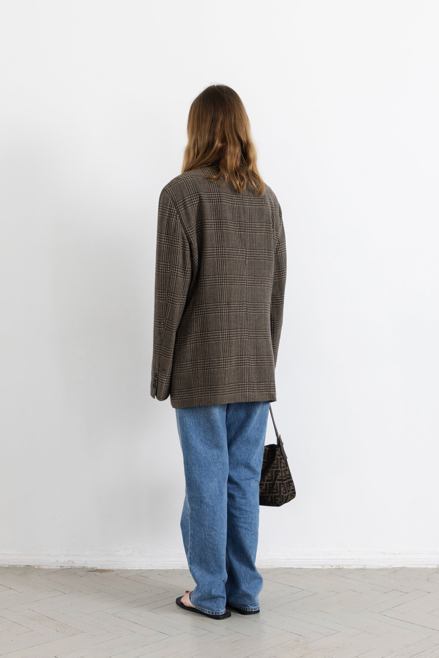 Vintage Giorgio Armani Brown Plaid 100% Wool Blazer