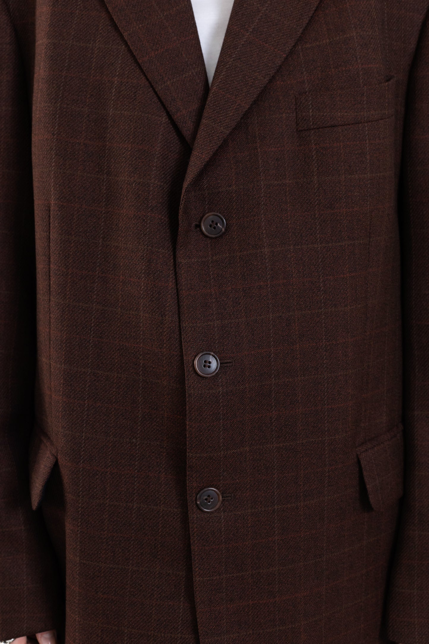 Vintage Bordeaux Windowpane Wool Blazer