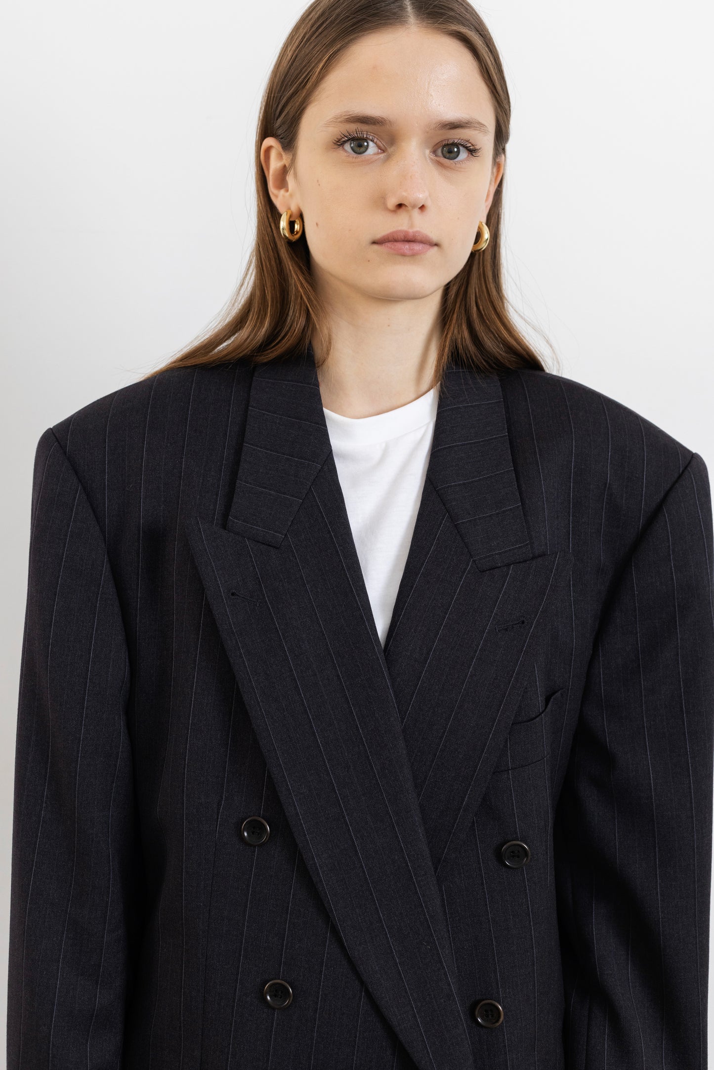 Vintage Hugo Boss Grey Pinstripe 100% Wool Blazer