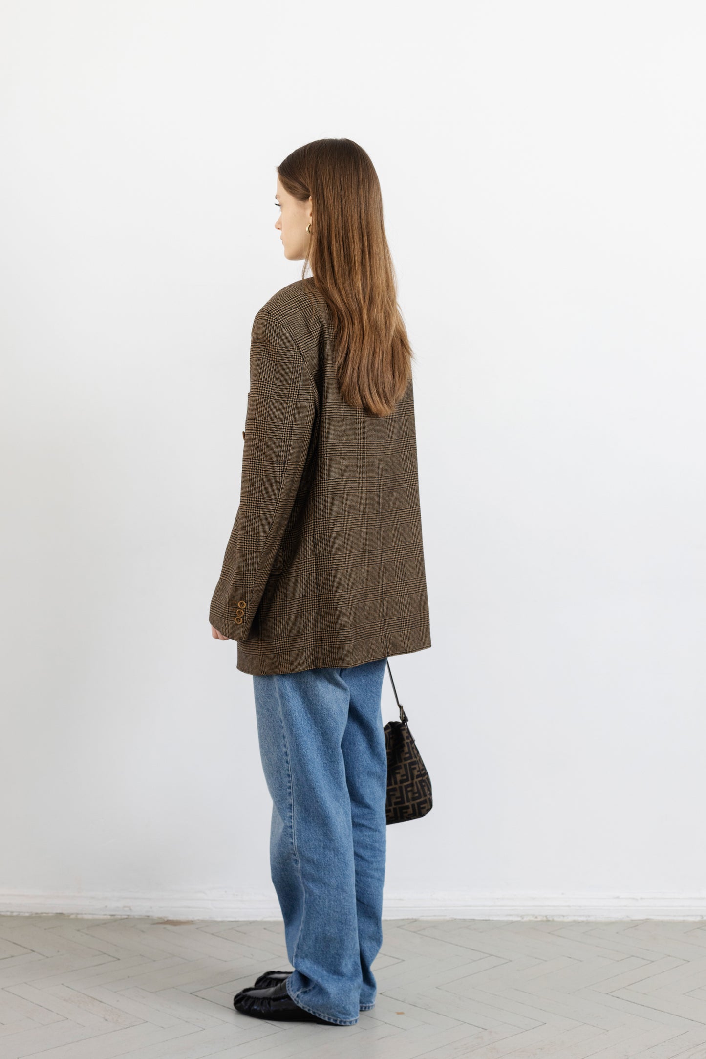 Vintage Van Gils Brown Plaid Wool & Cashmere Blazer