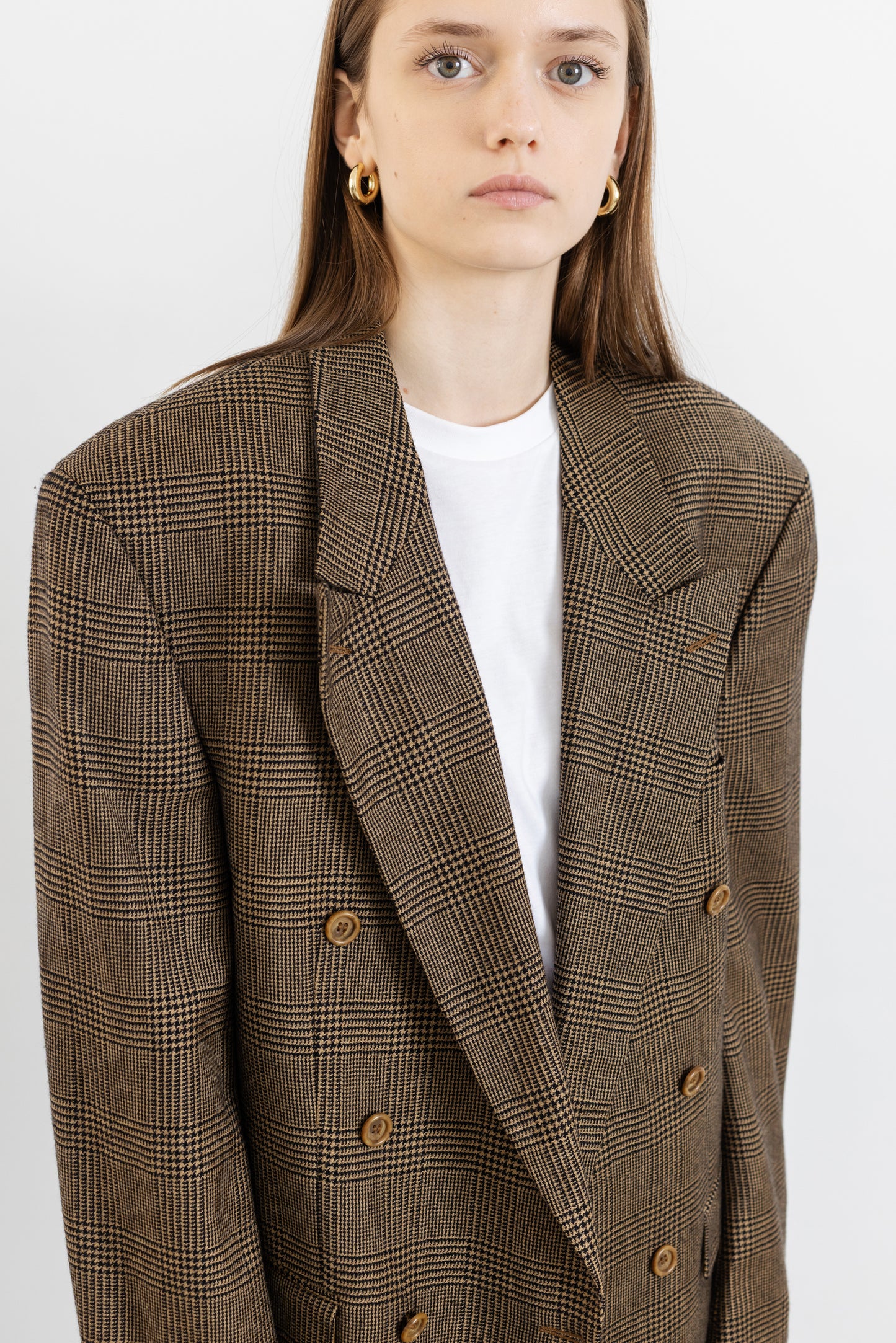 Vintage Van Gils Brown Plaid Wool & Cashmere Blazer