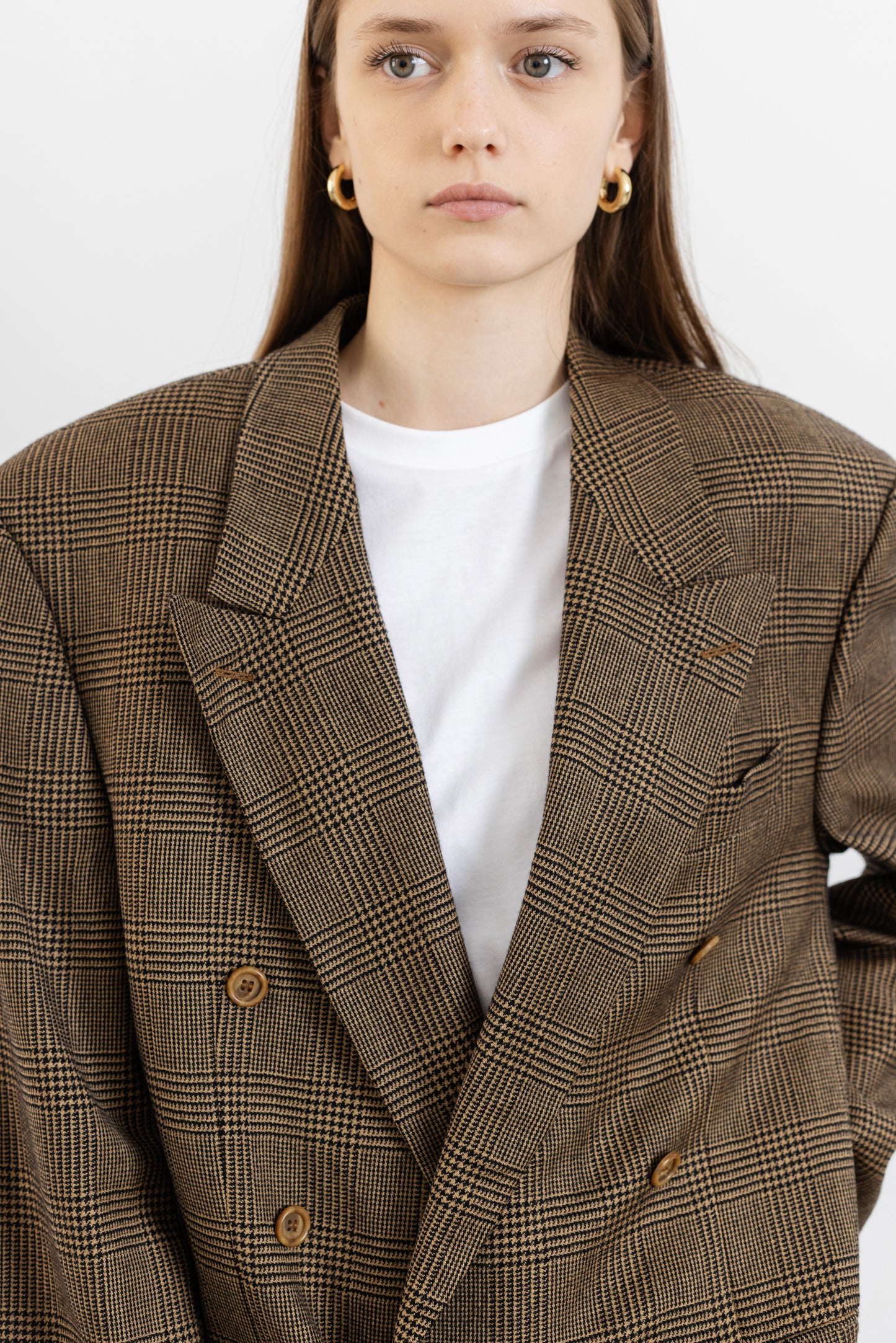 Vintage Van Gils Brown Plaid Wool & Cashmere Blazer