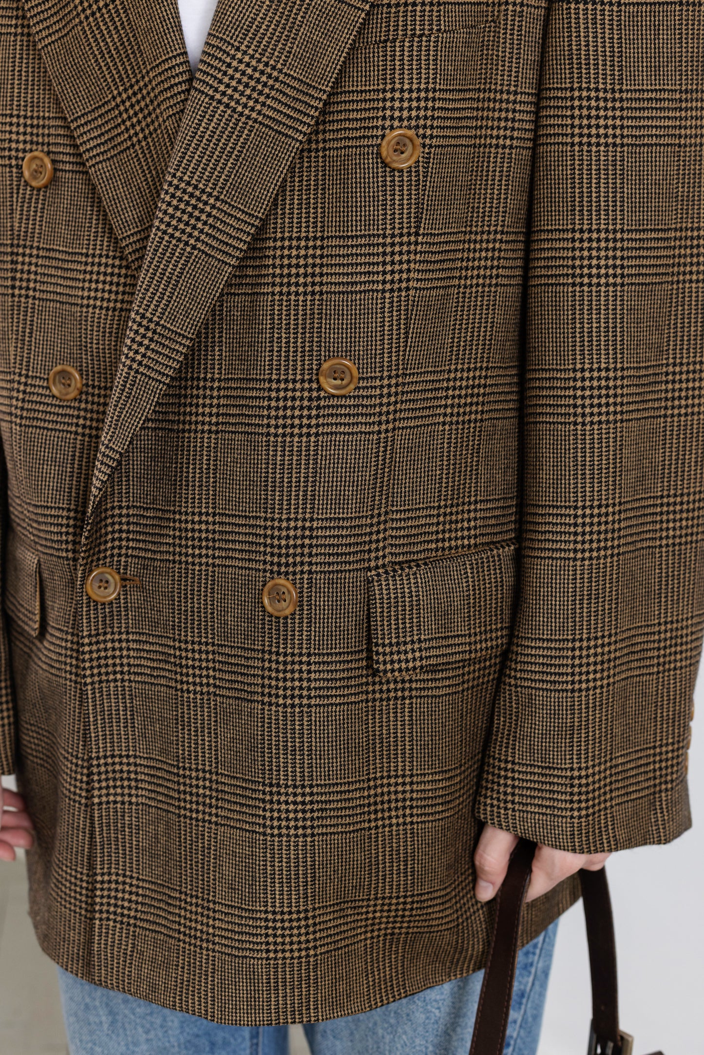 Vintage Van Gils Brown Plaid Wool & Cashmere Blazer