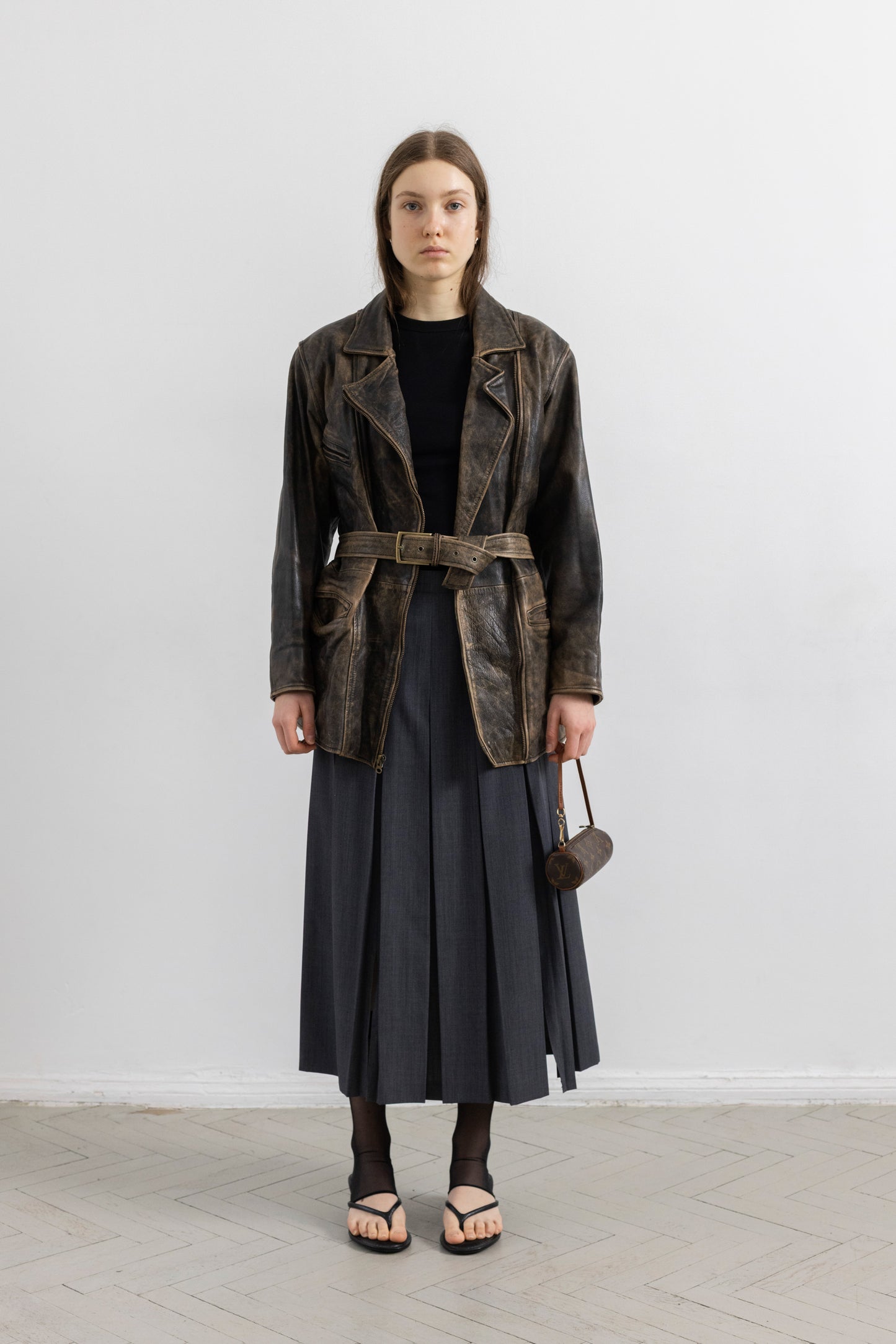 Vintage Brown Stone Wash Leather Jacket
