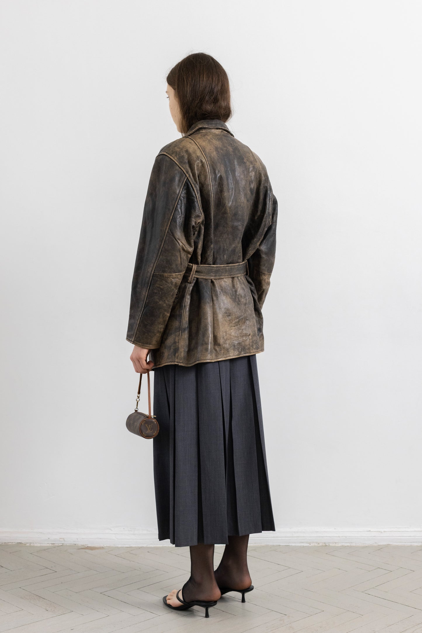 Vintage Brown Stone Wash Leather Jacket