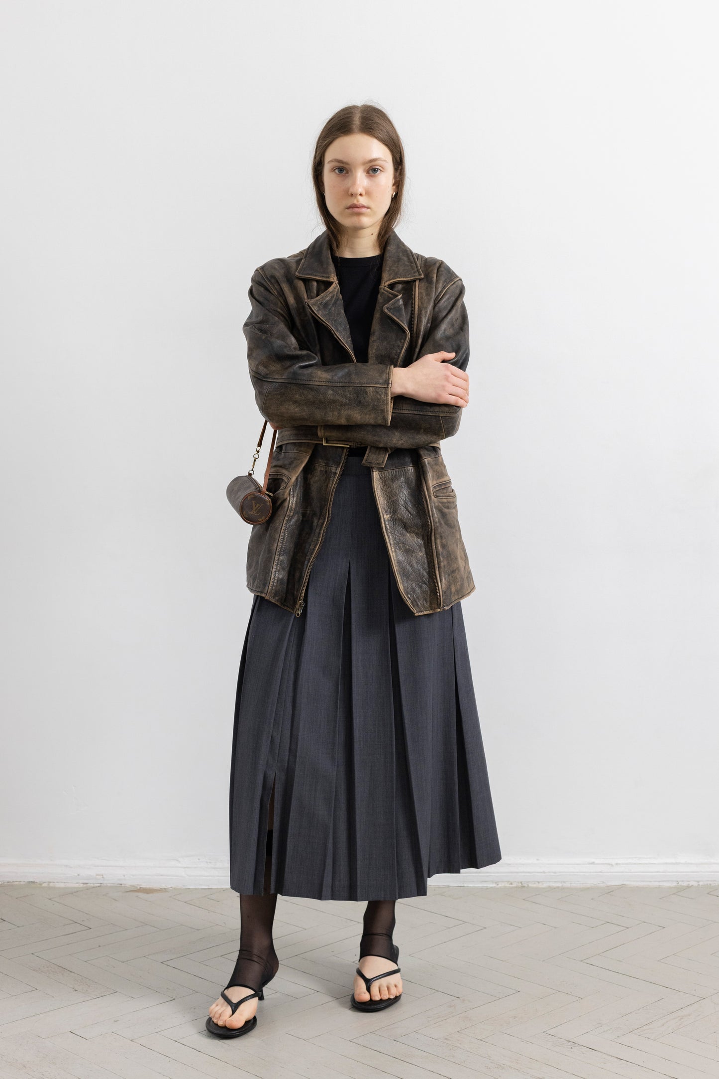 Vintage Brown Stone Wash Leather Jacket