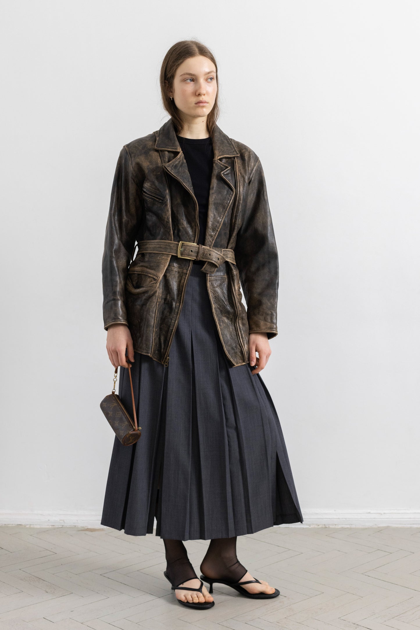 Vintage Brown Stone Wash Leather Jacket