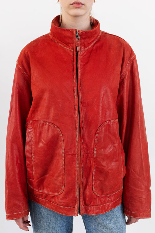 Vintage Red Leather Jacket