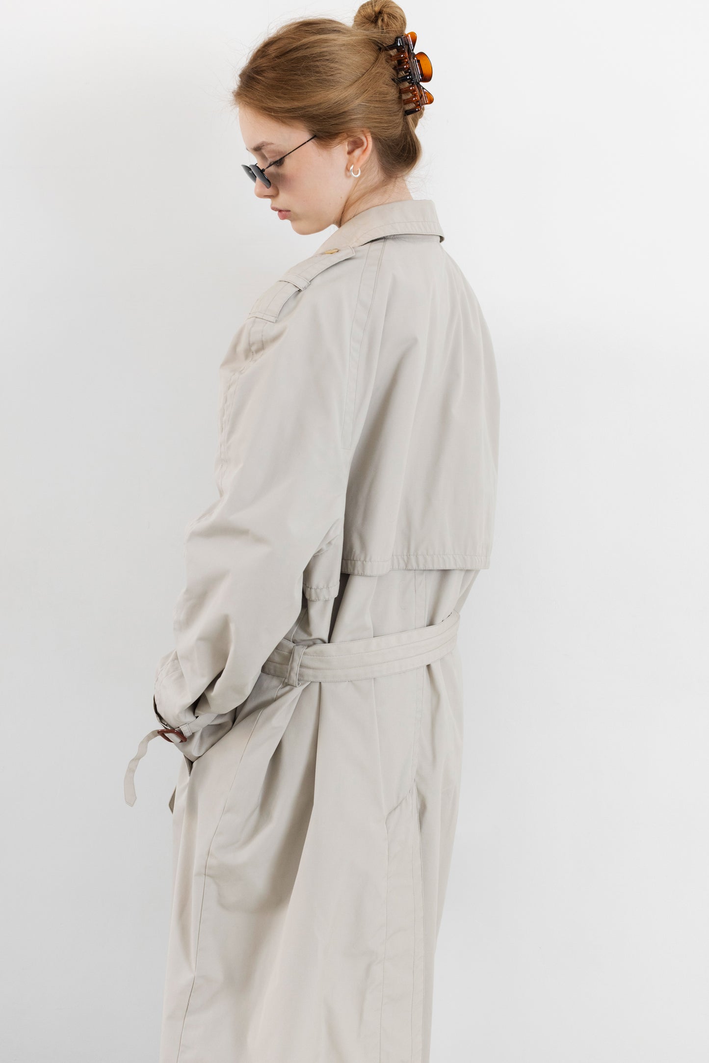 Vintage Light Beige Padded Trench Coat