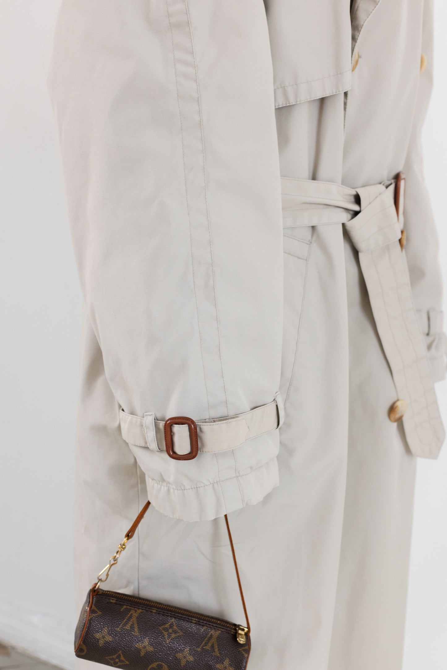 Vintage Light Beige Padded Trench Coat