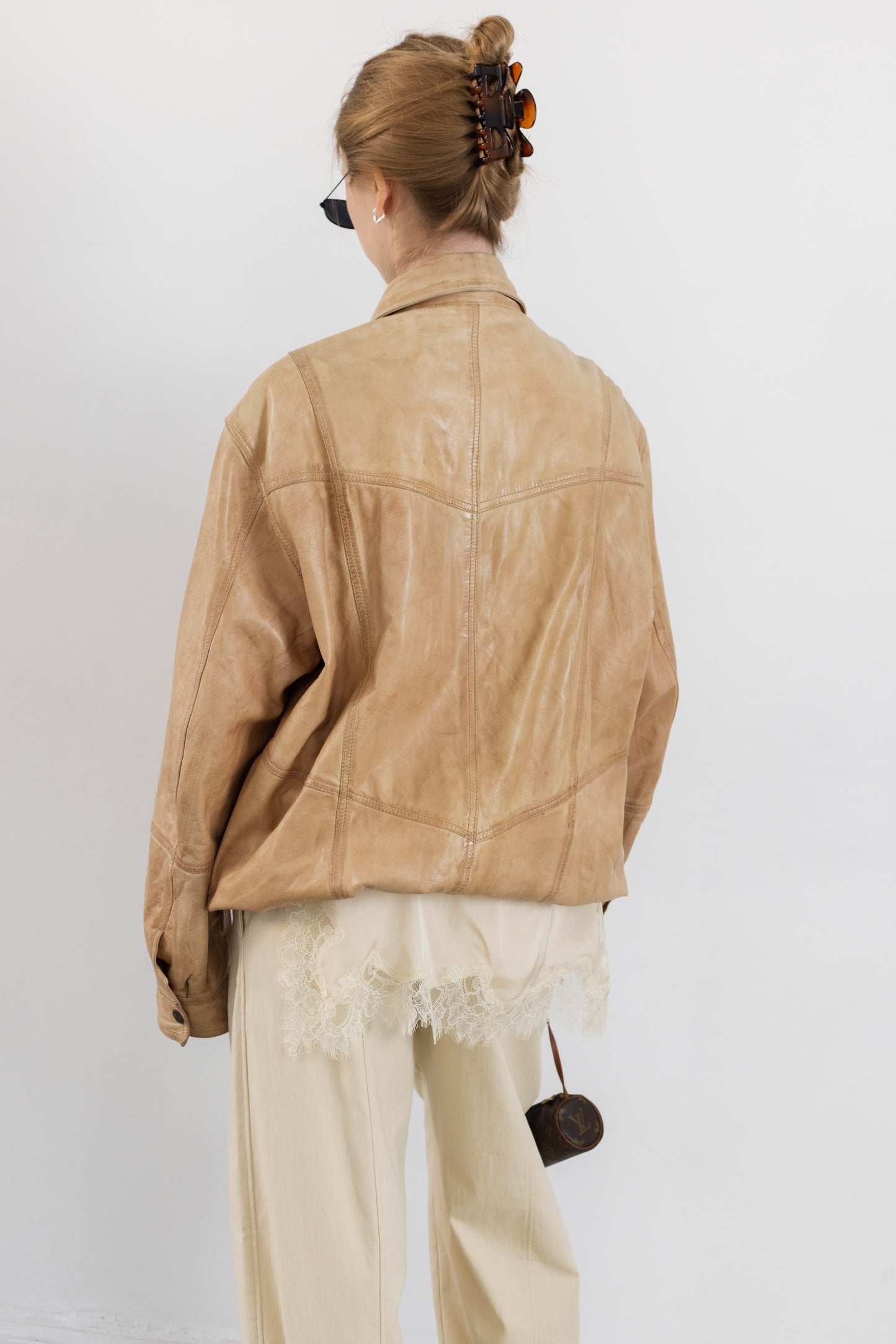 Vintage Beige Leather Jacket
