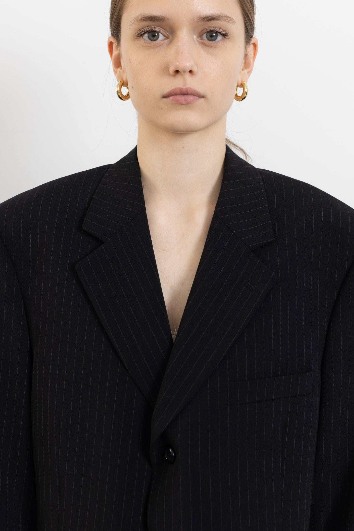 Vintage Black Pinstripe Wool Blazer
