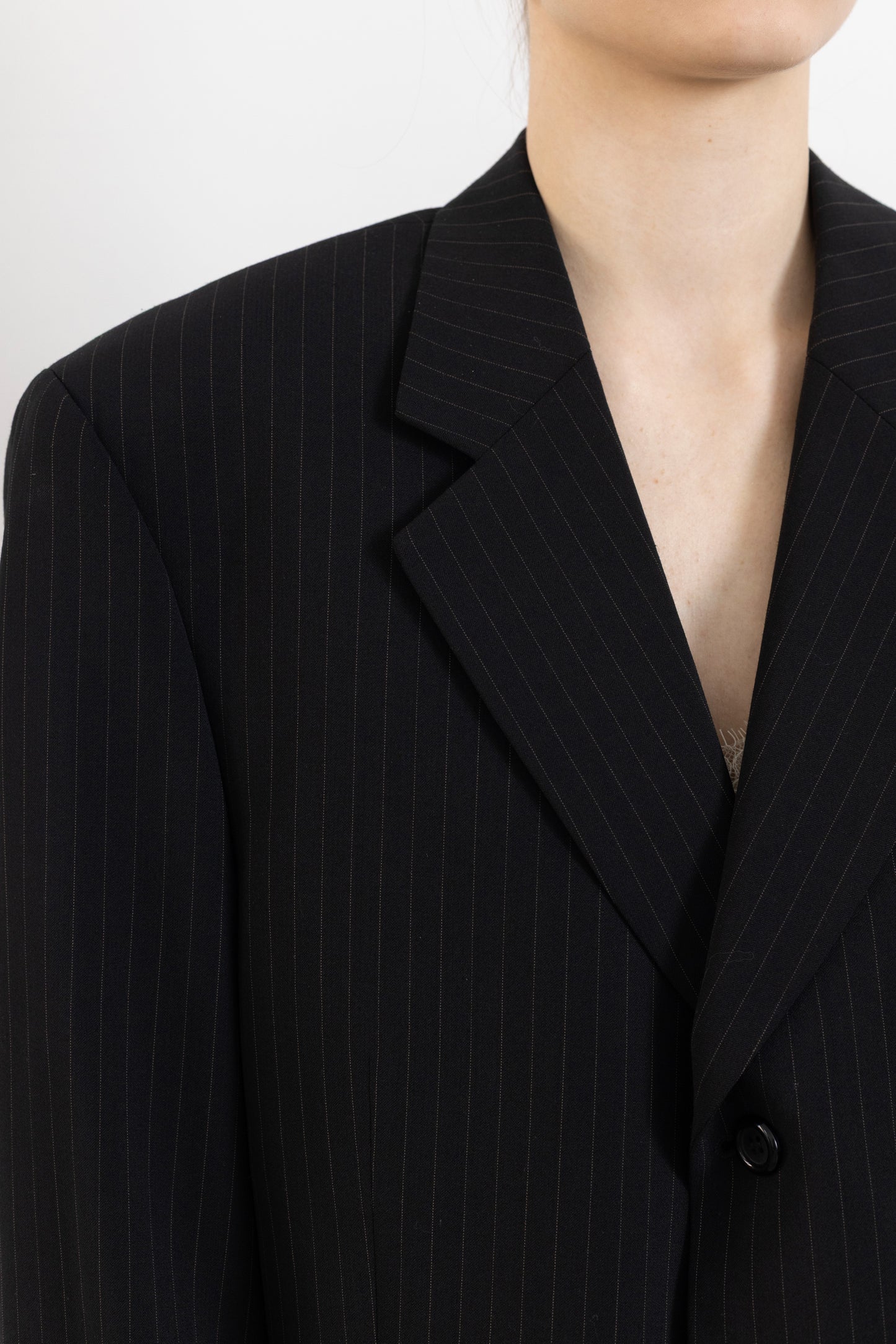 Vintage Black Pinstripe Wool Blazer