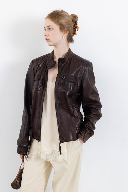 Vintage Brown Leather Jacket