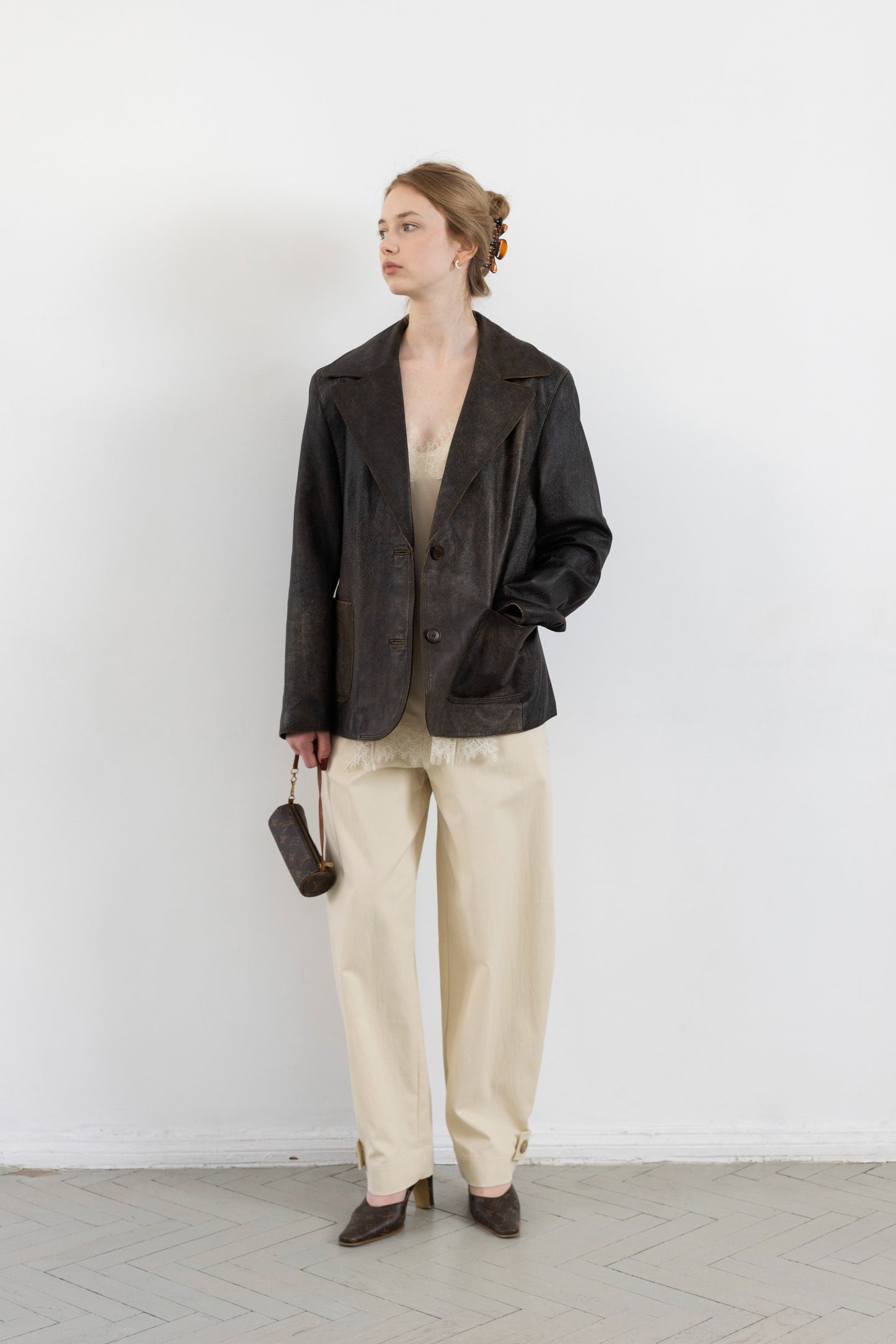 Vintage Brown Distressed Leather Jacket