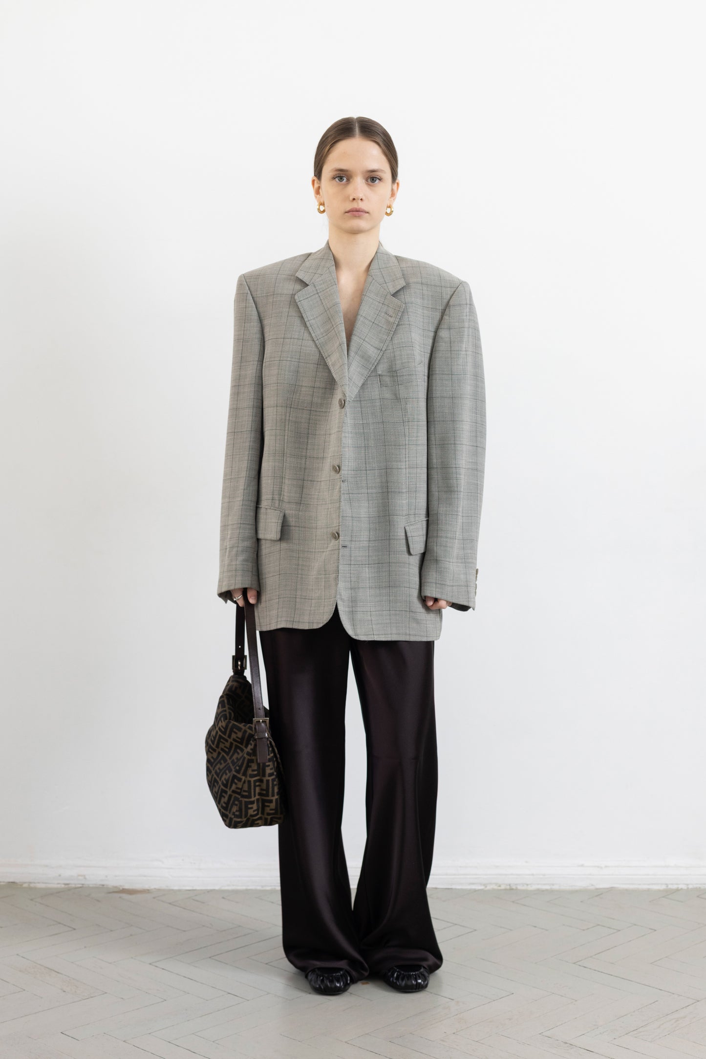 Vintage Light Grey Windowpane Blazer