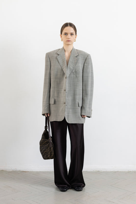 Vintage Light Grey Windowpane Blazer