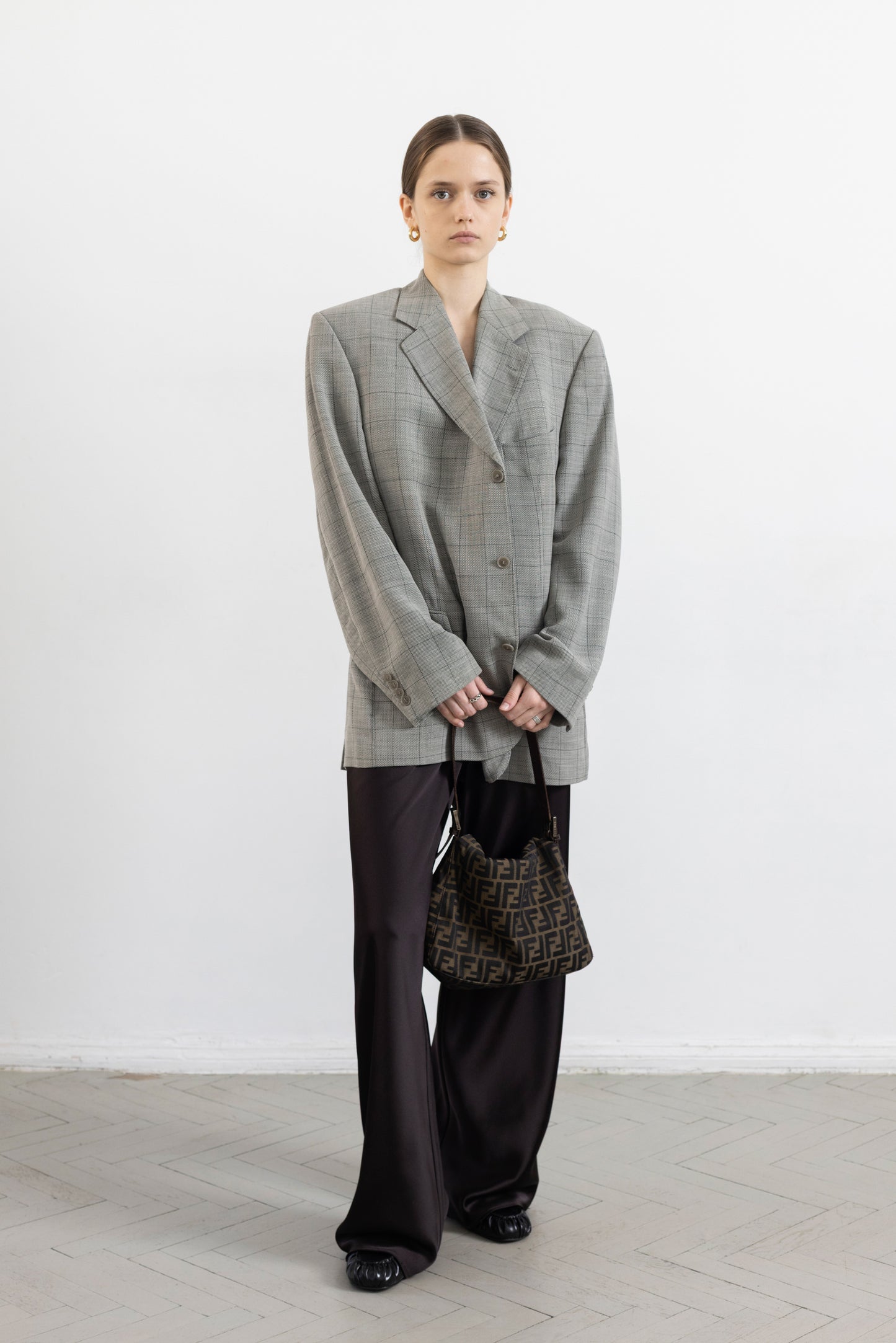 Vintage Light Grey Windowpane Blazer
