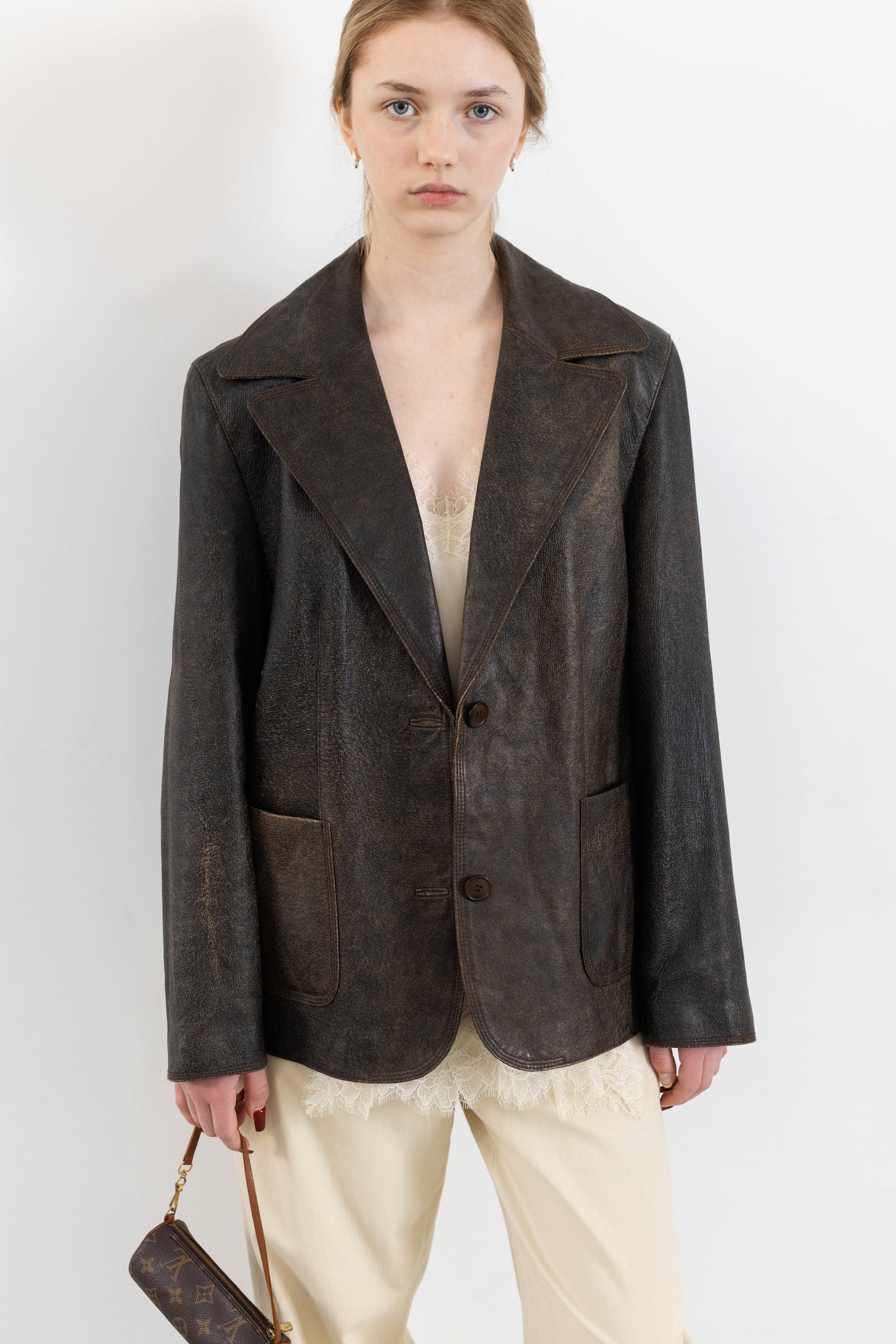 Vintage Brown Distressed Leather Jacket