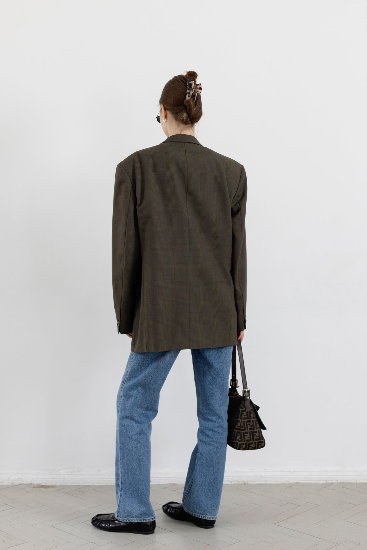 Vintage Brown Plaid Wool Blazer