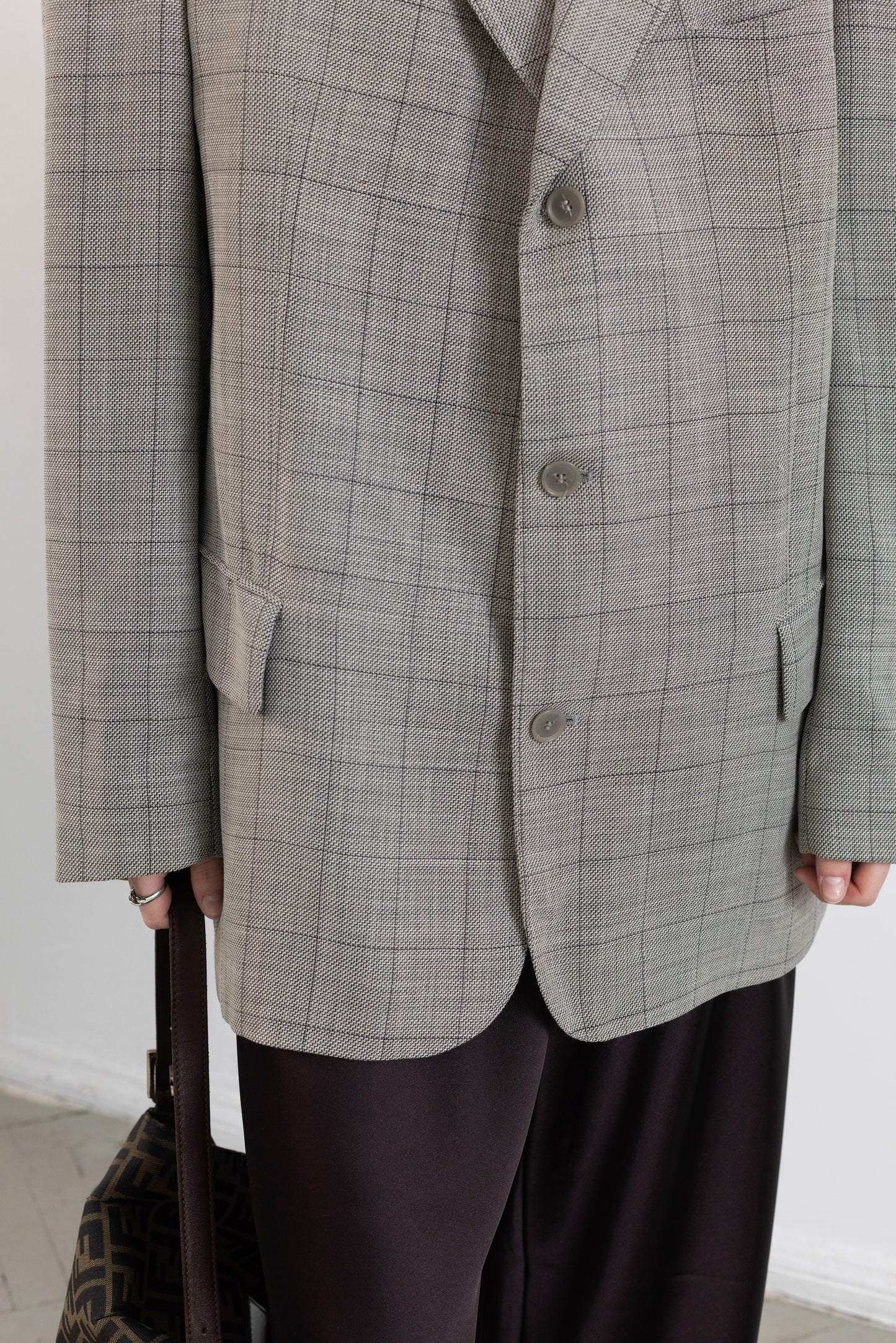 Vintage Light Grey Windowpane Blazer