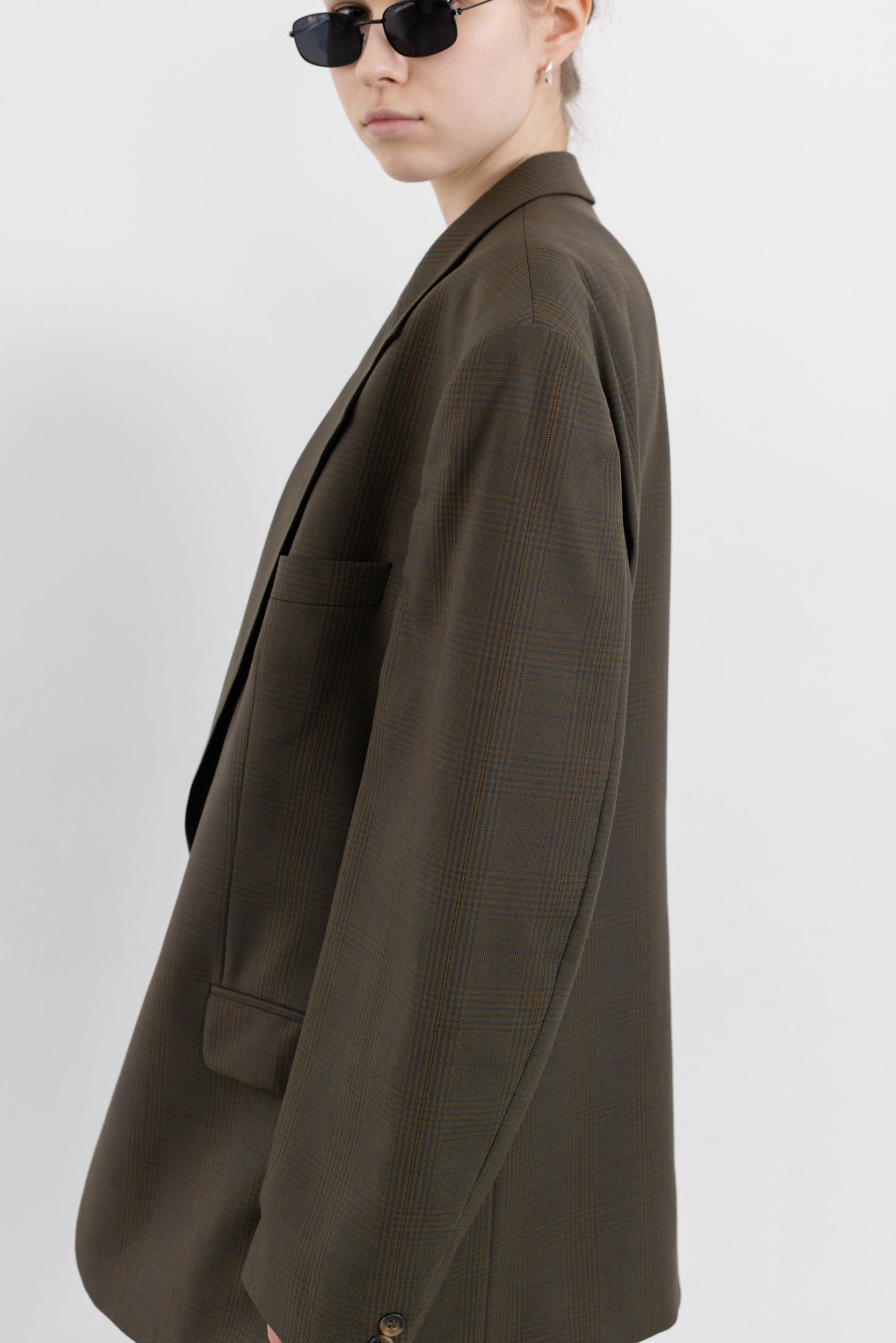 Vintage Brown Plaid Wool Blazer