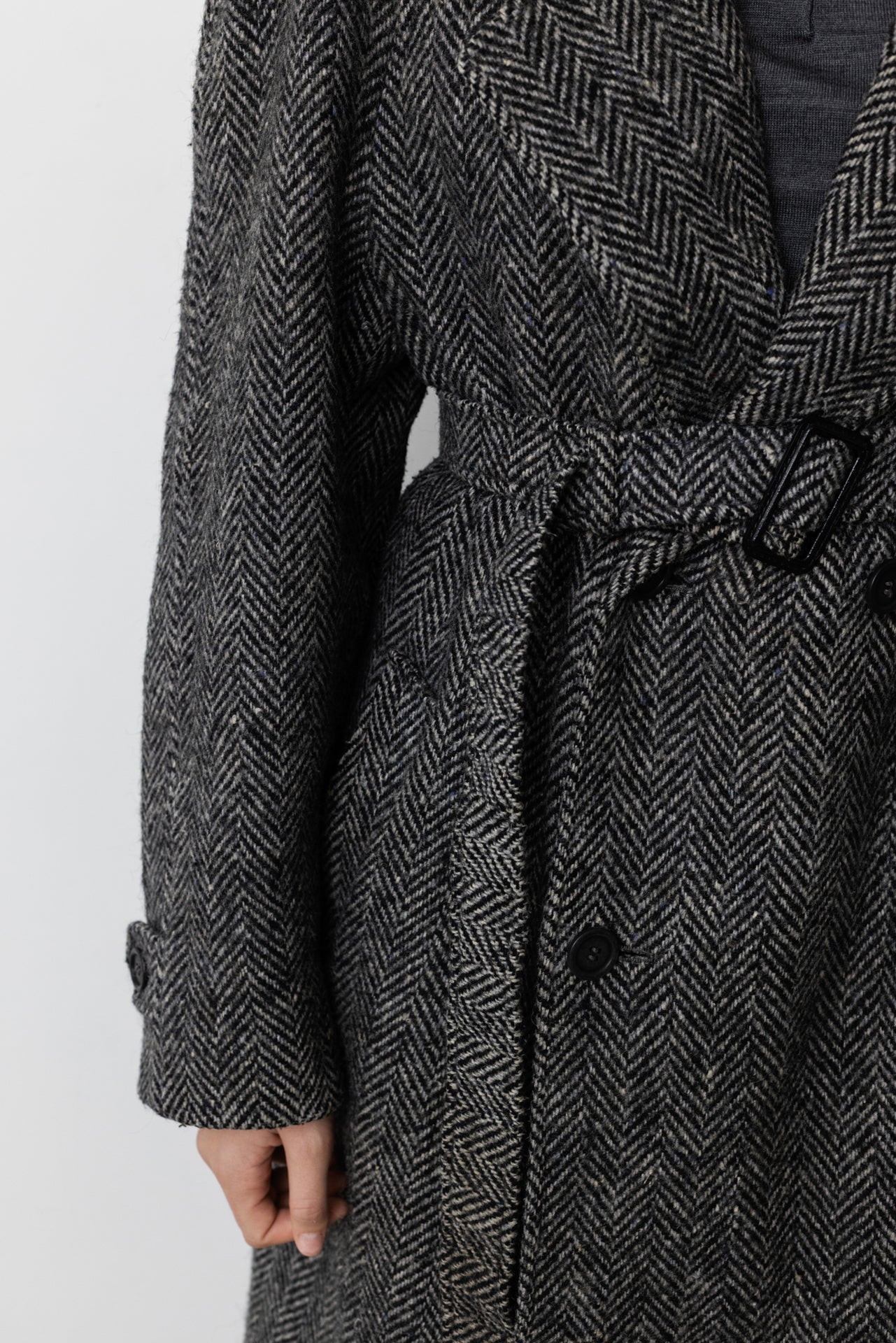 Vintage Grey Chevron Wool Coat