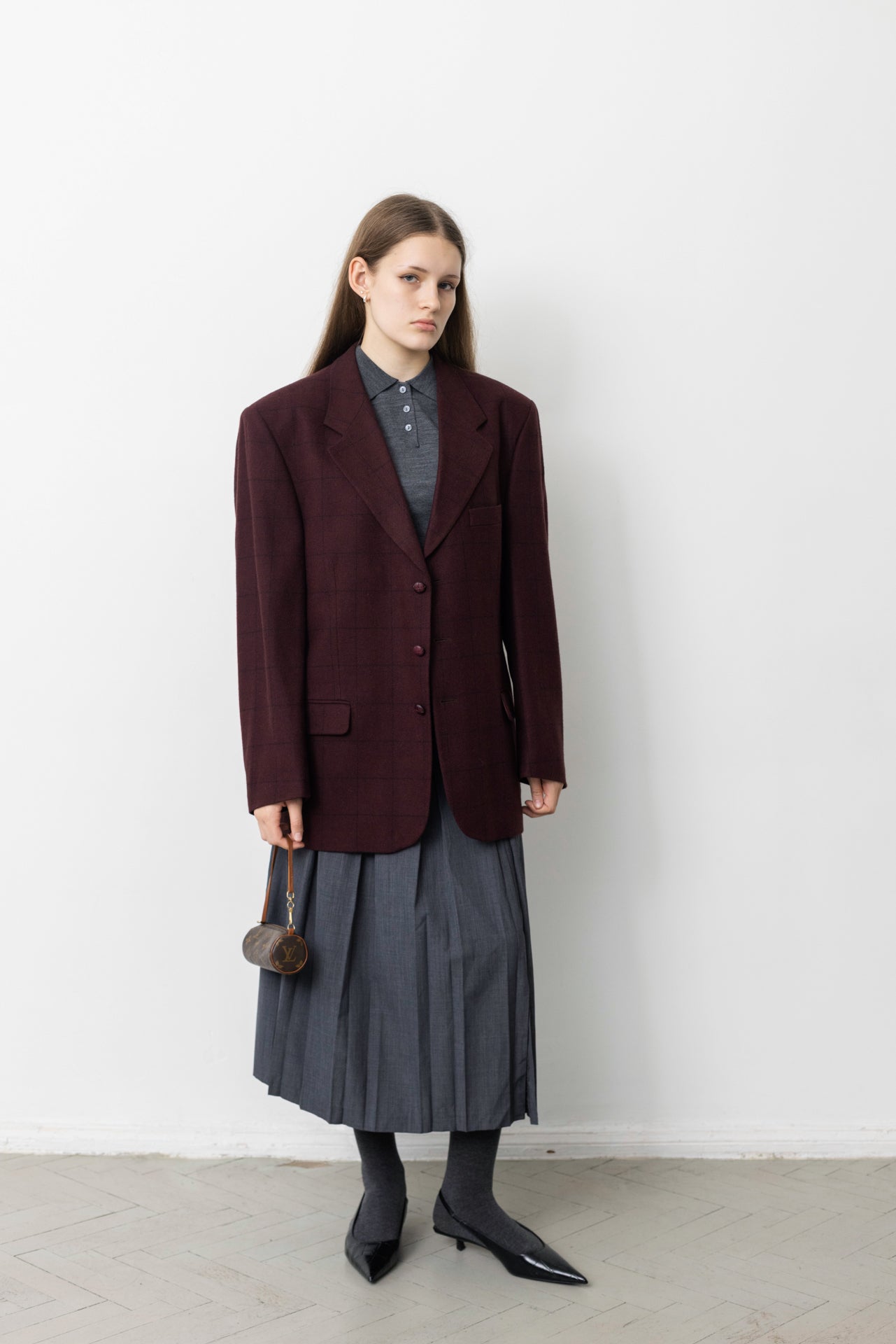 Vintage Burgundy Wool Blazer