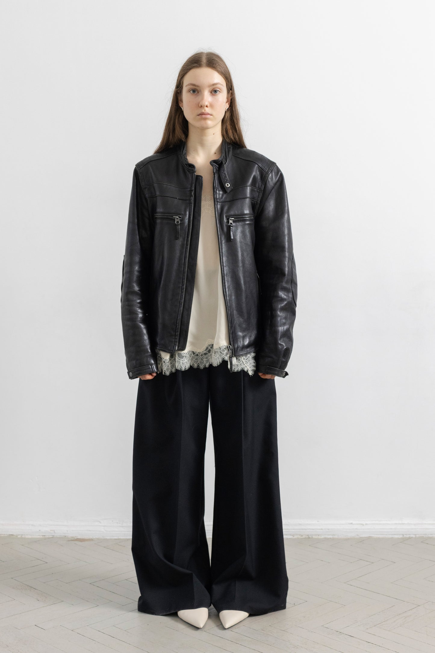 Vintage Black Leather Biker Jacket