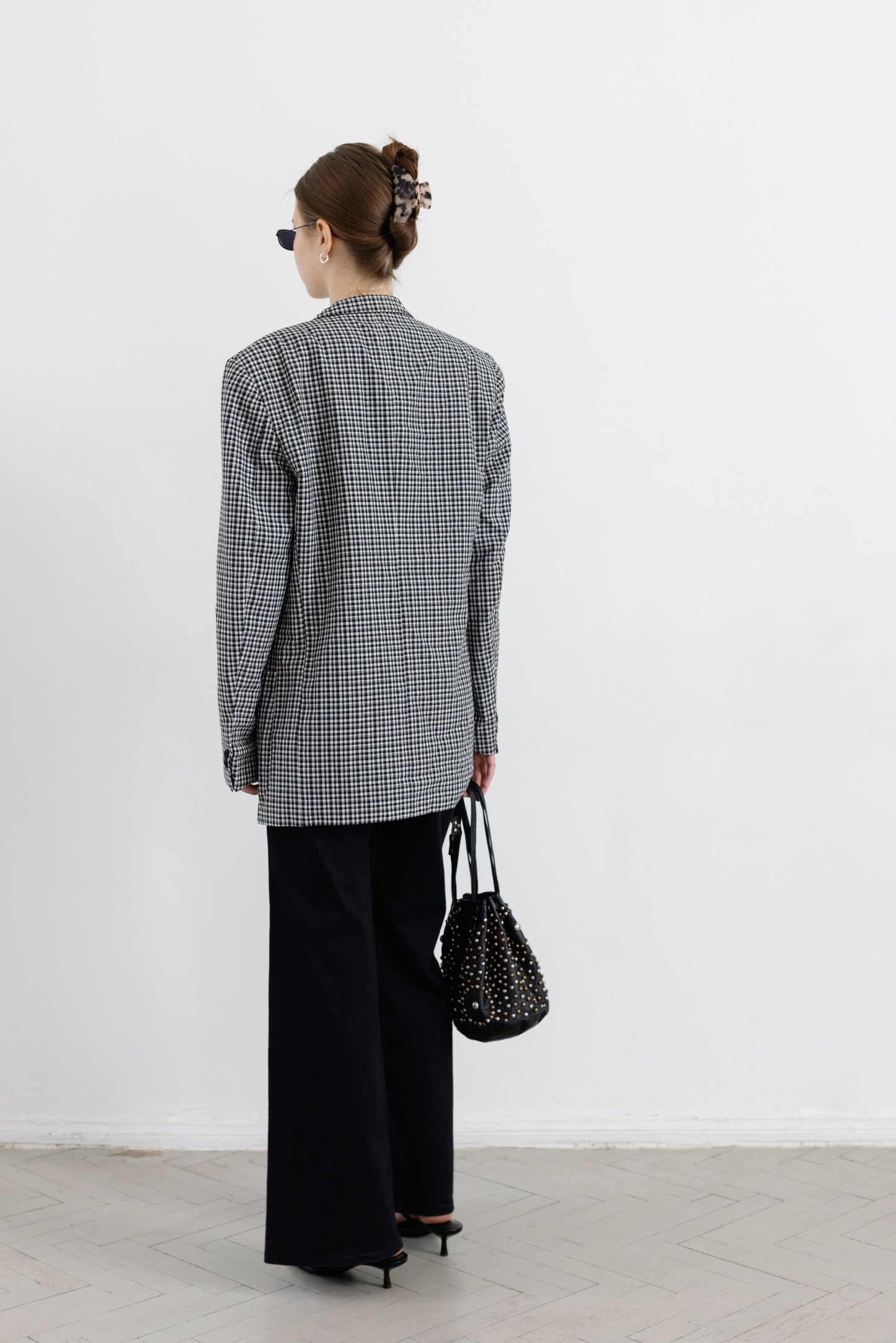 Vintage Gingham Check Wool Blazer