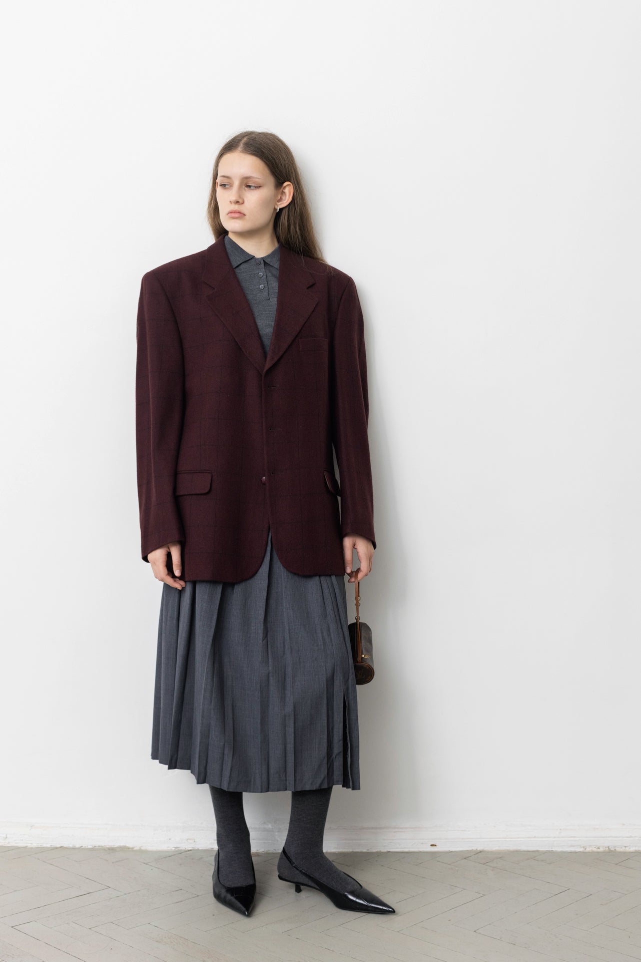 Vintage Burgundy Wool Blazer