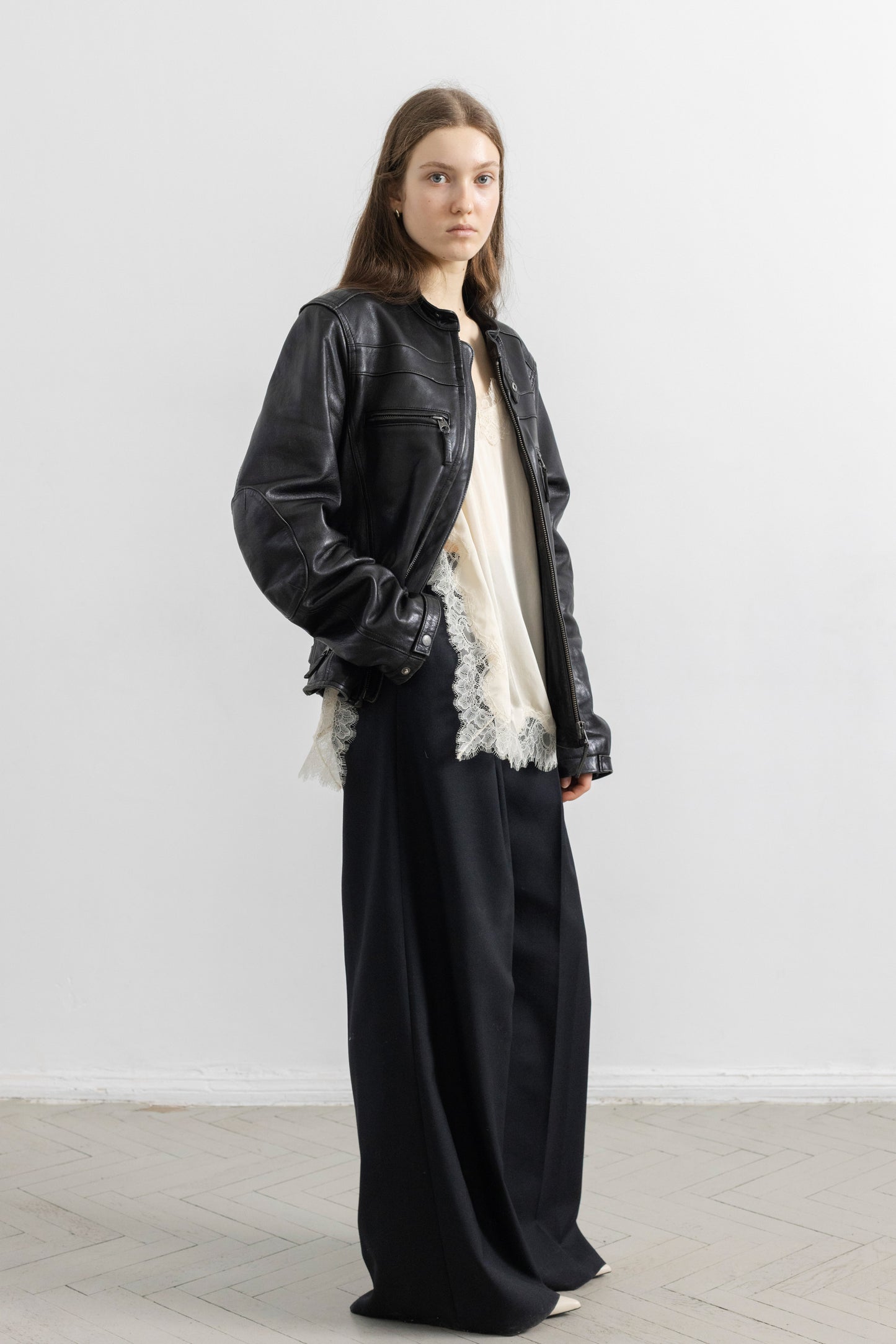 Vintage Black Leather Biker Jacket