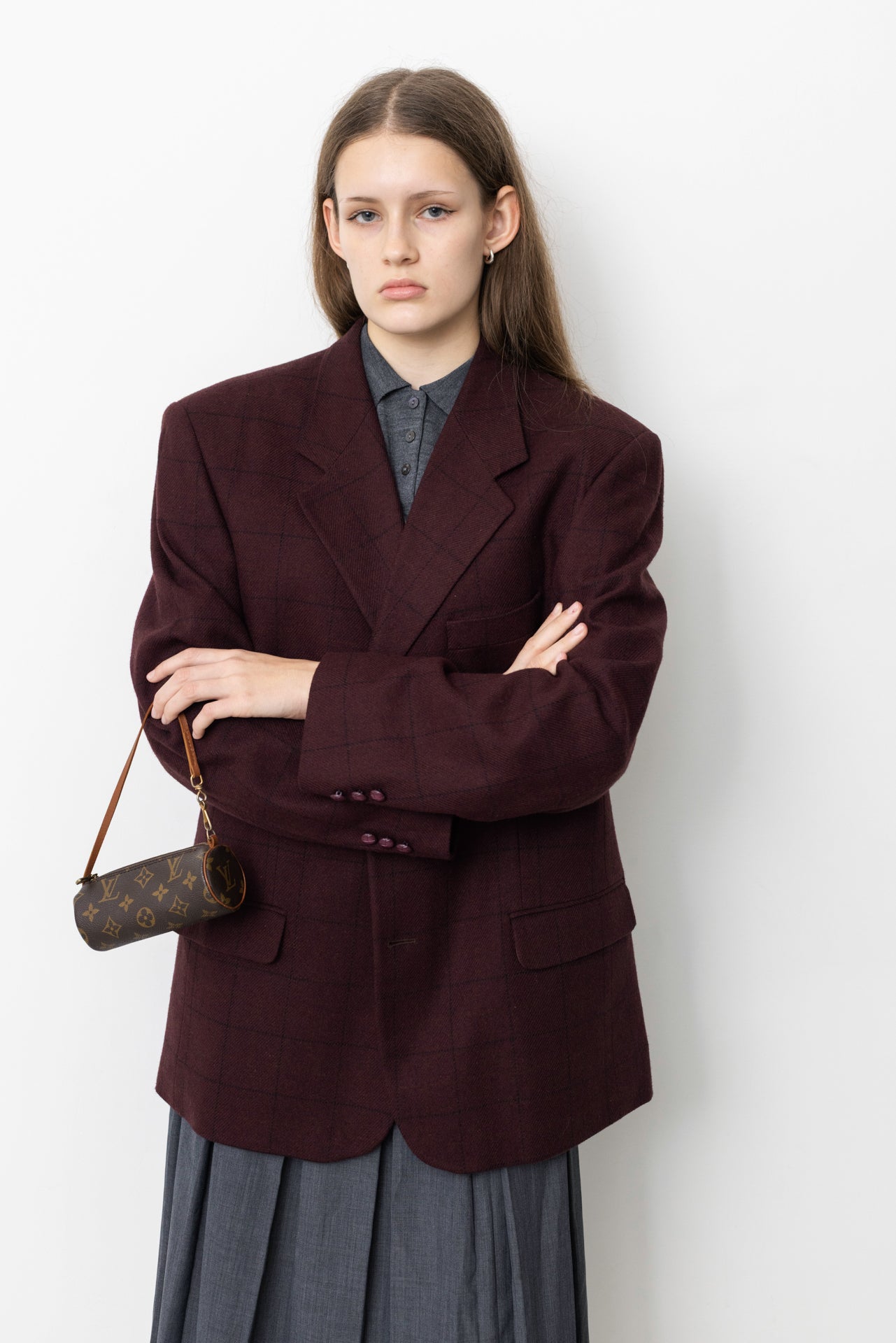 Vintage Burgundy Wool Blazer