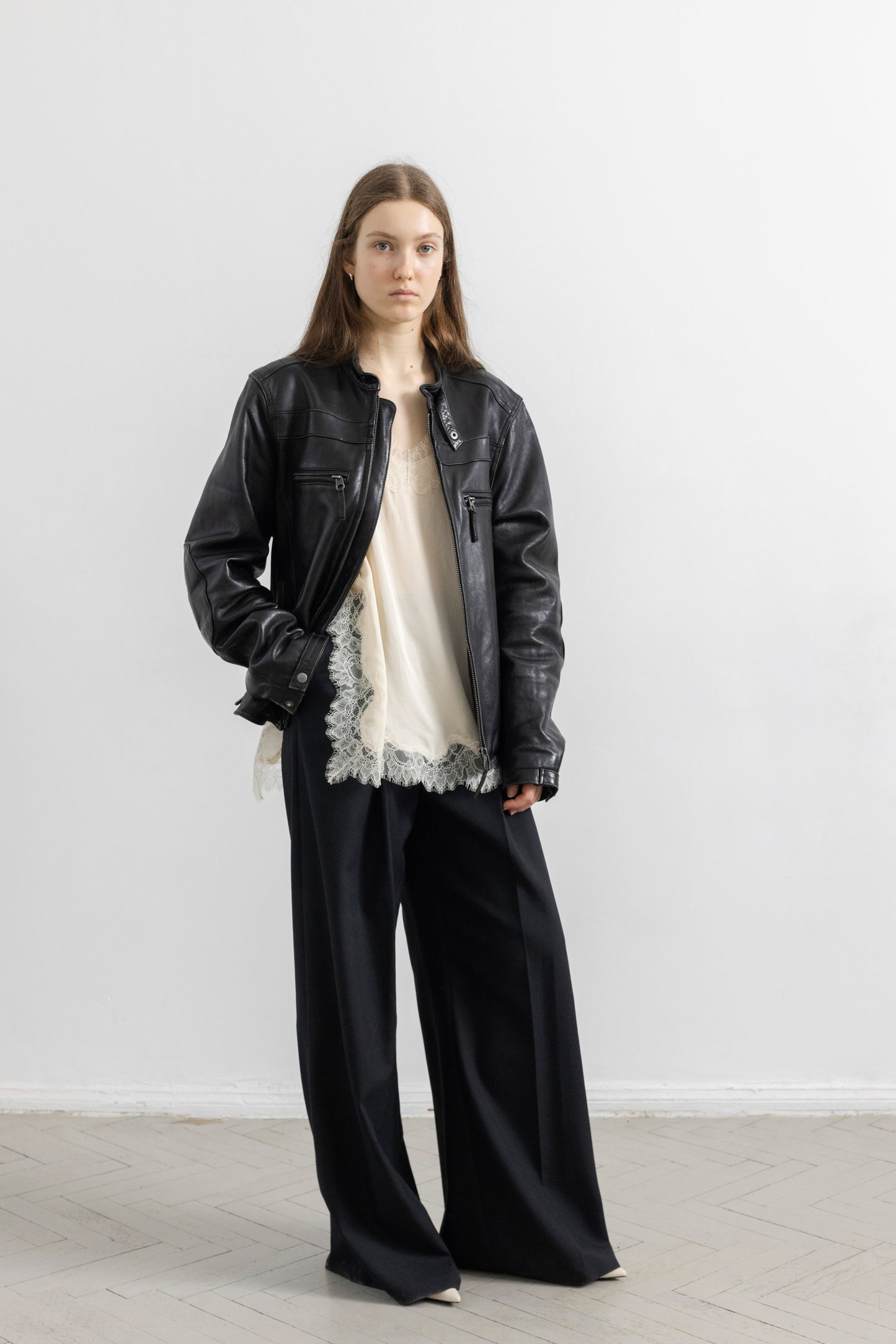 Vintage Black Leather Biker Jacket