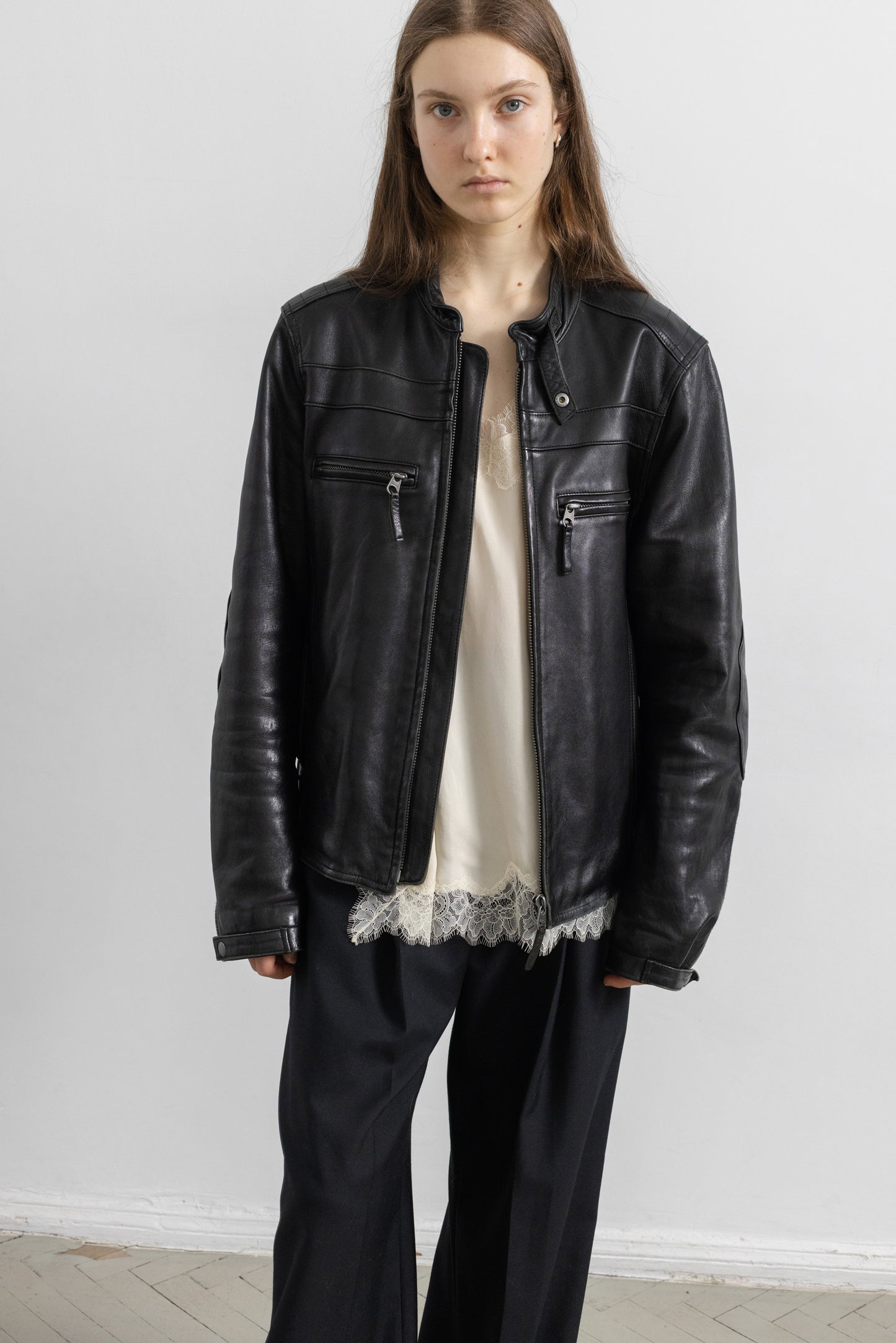 Vintage Black Leather Biker Jacket