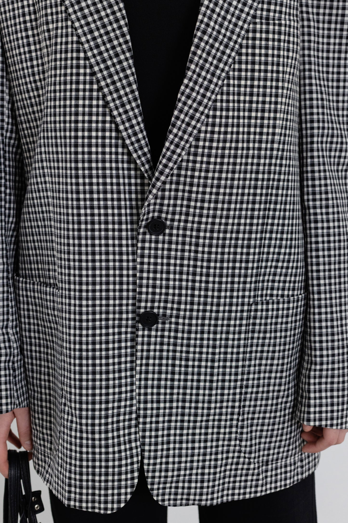 Vintage Gingham Check Wool Blazer