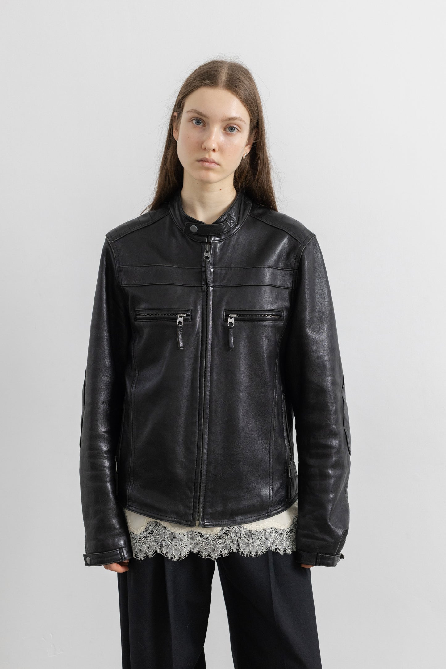 Vintage Black Leather Biker Jacket