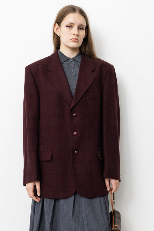 Vintage Burgundy Wool Blazer