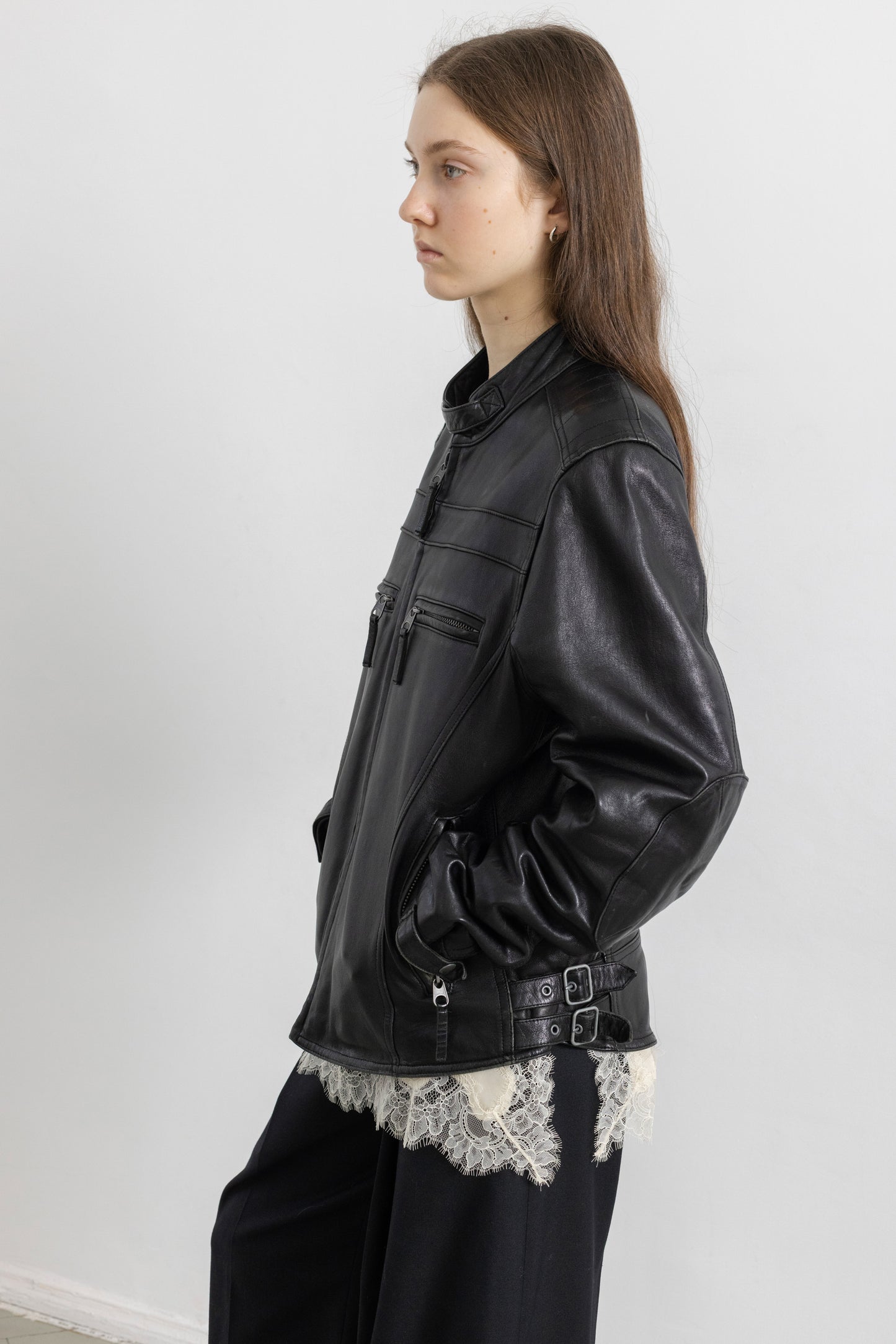Vintage Black Leather Biker Jacket