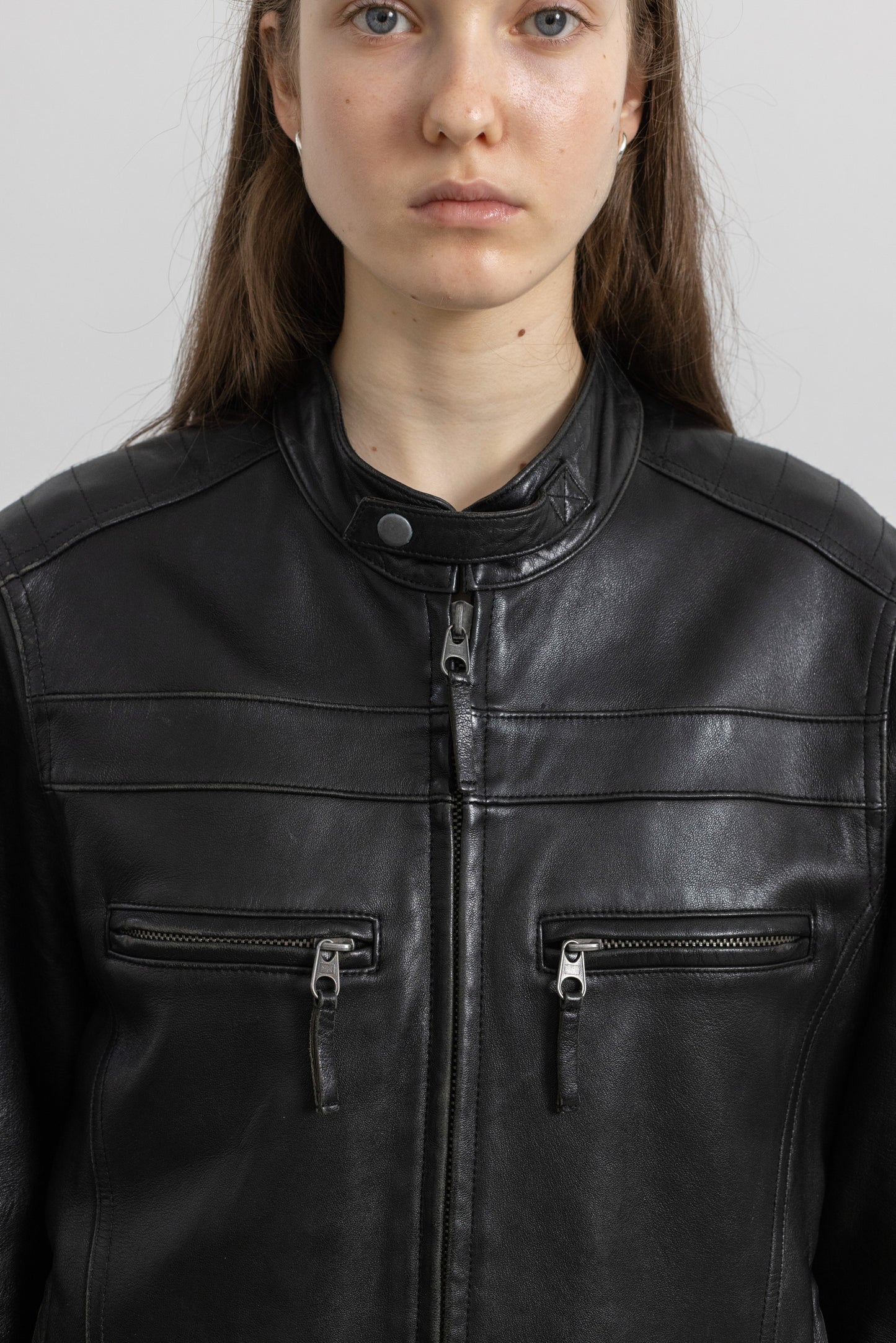 Vintage Black Leather Biker Jacket