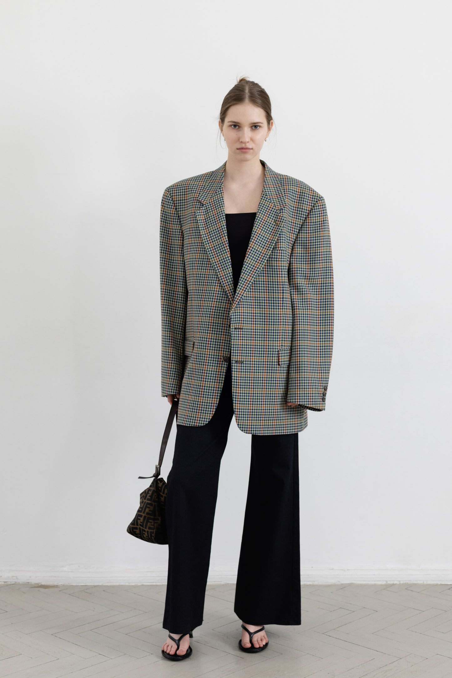 Vintage Checked 100% Wool Blazer