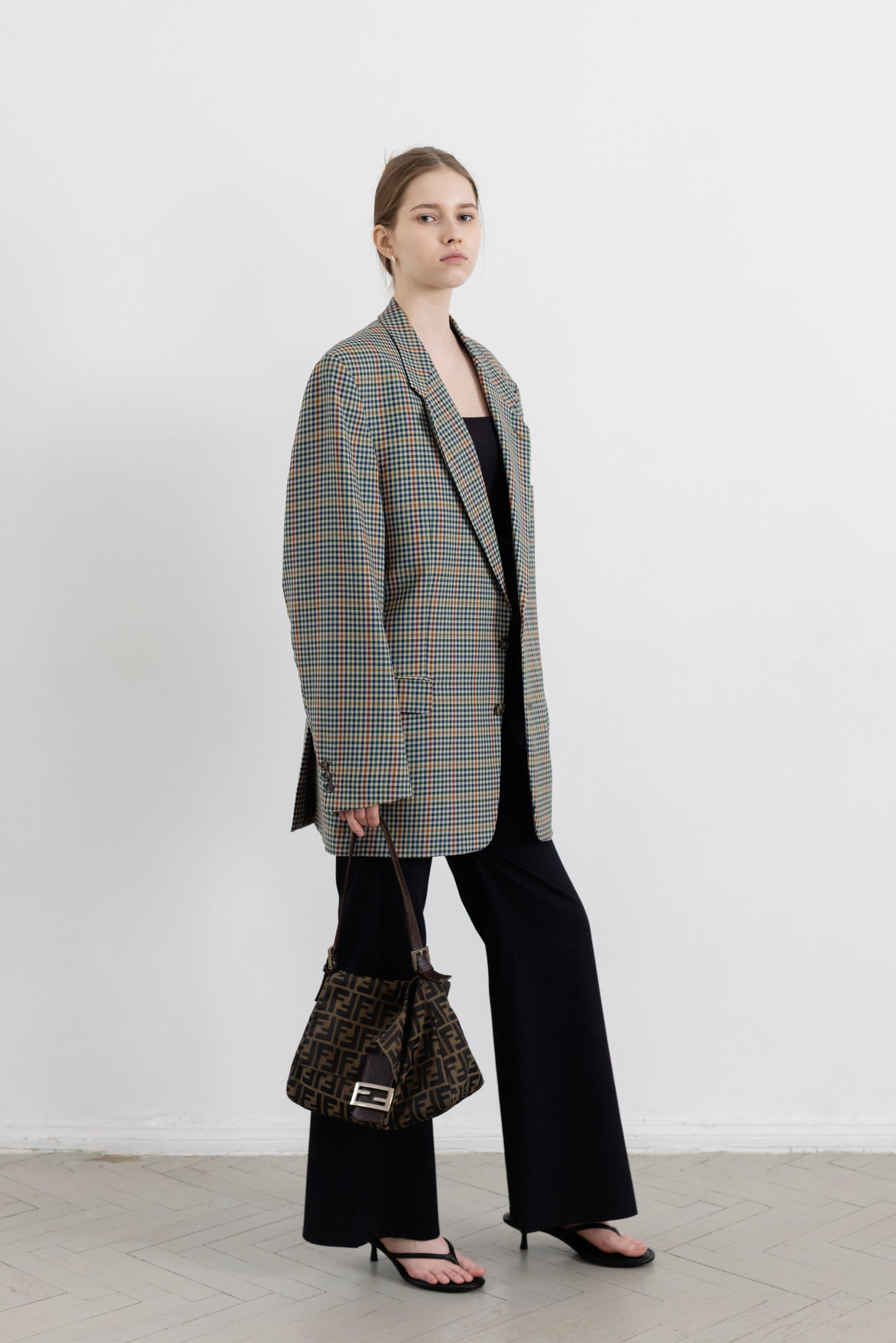 Vintage Checked 100% Wool Blazer