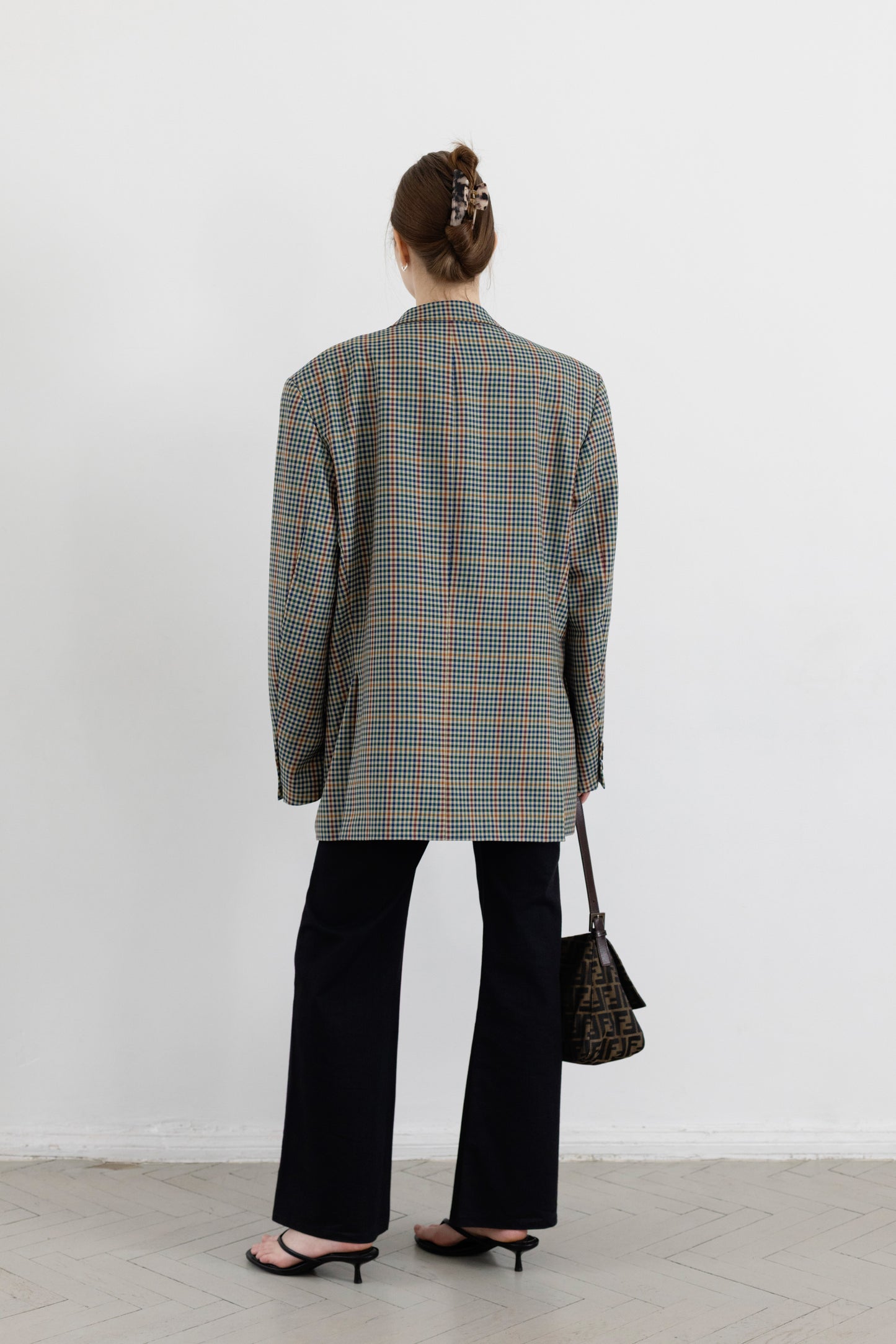 Vintage Checked 100% Wool Blazer