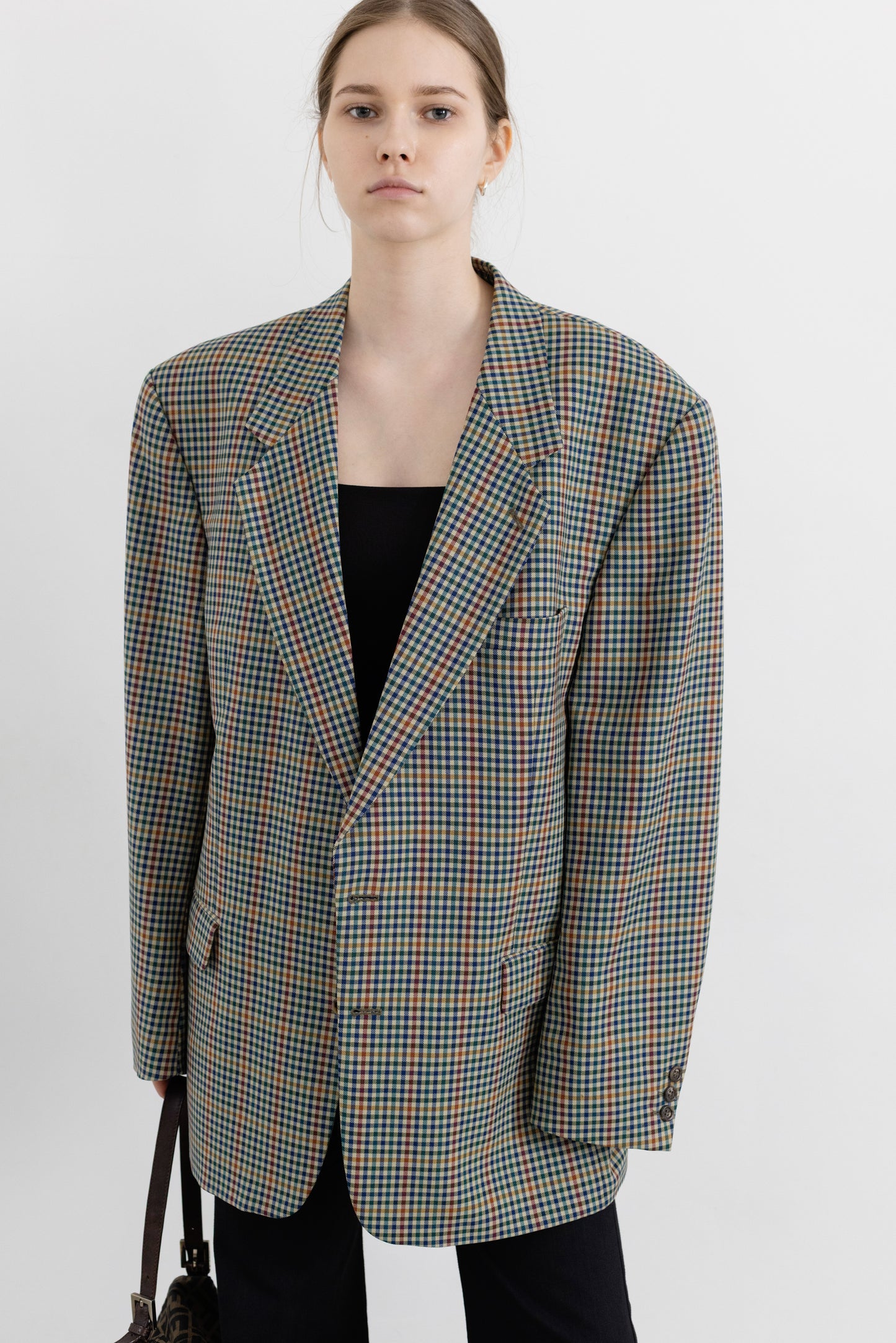 Vintage Checked 100% Wool Blazer