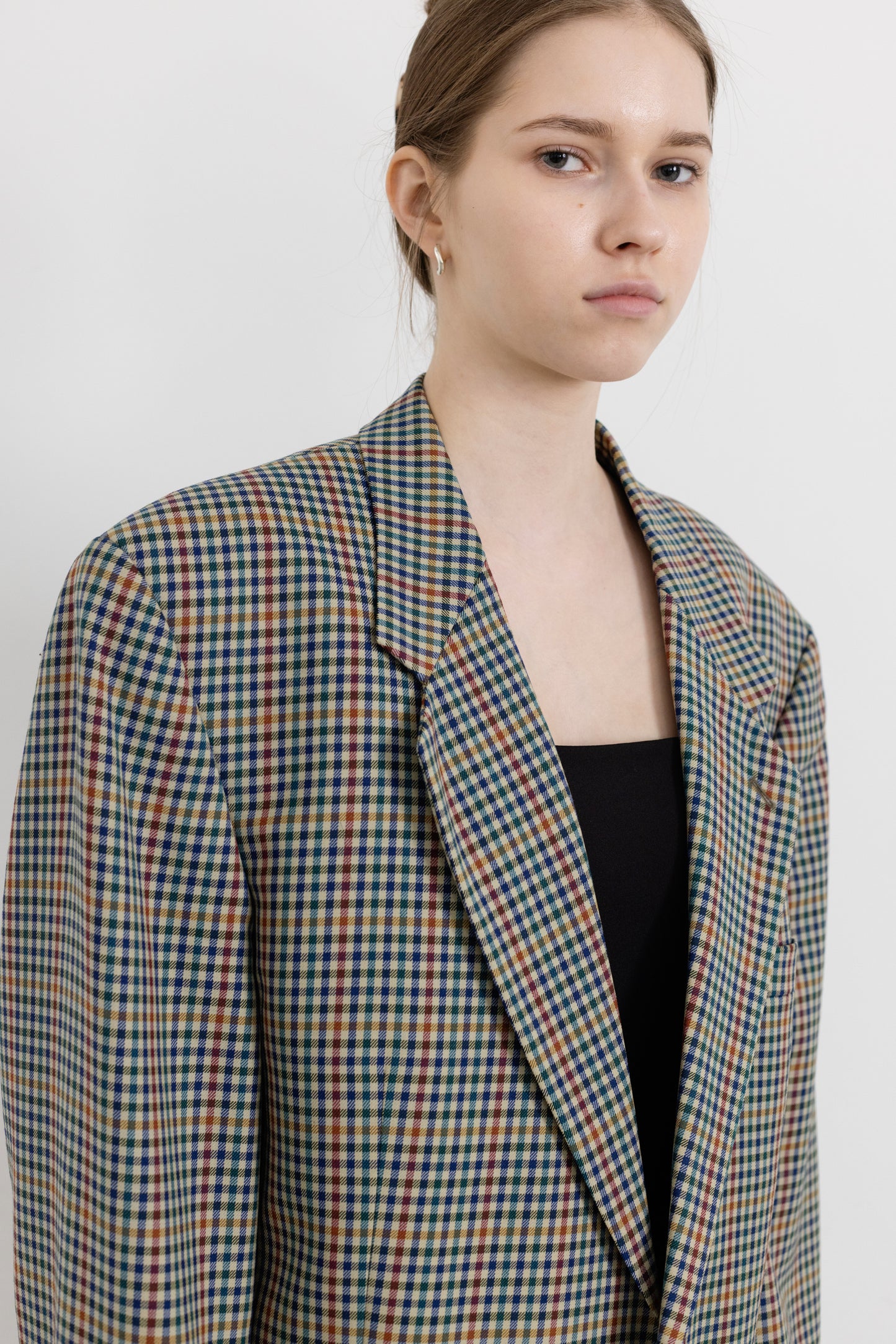 Vintage Checked 100% Wool Blazer