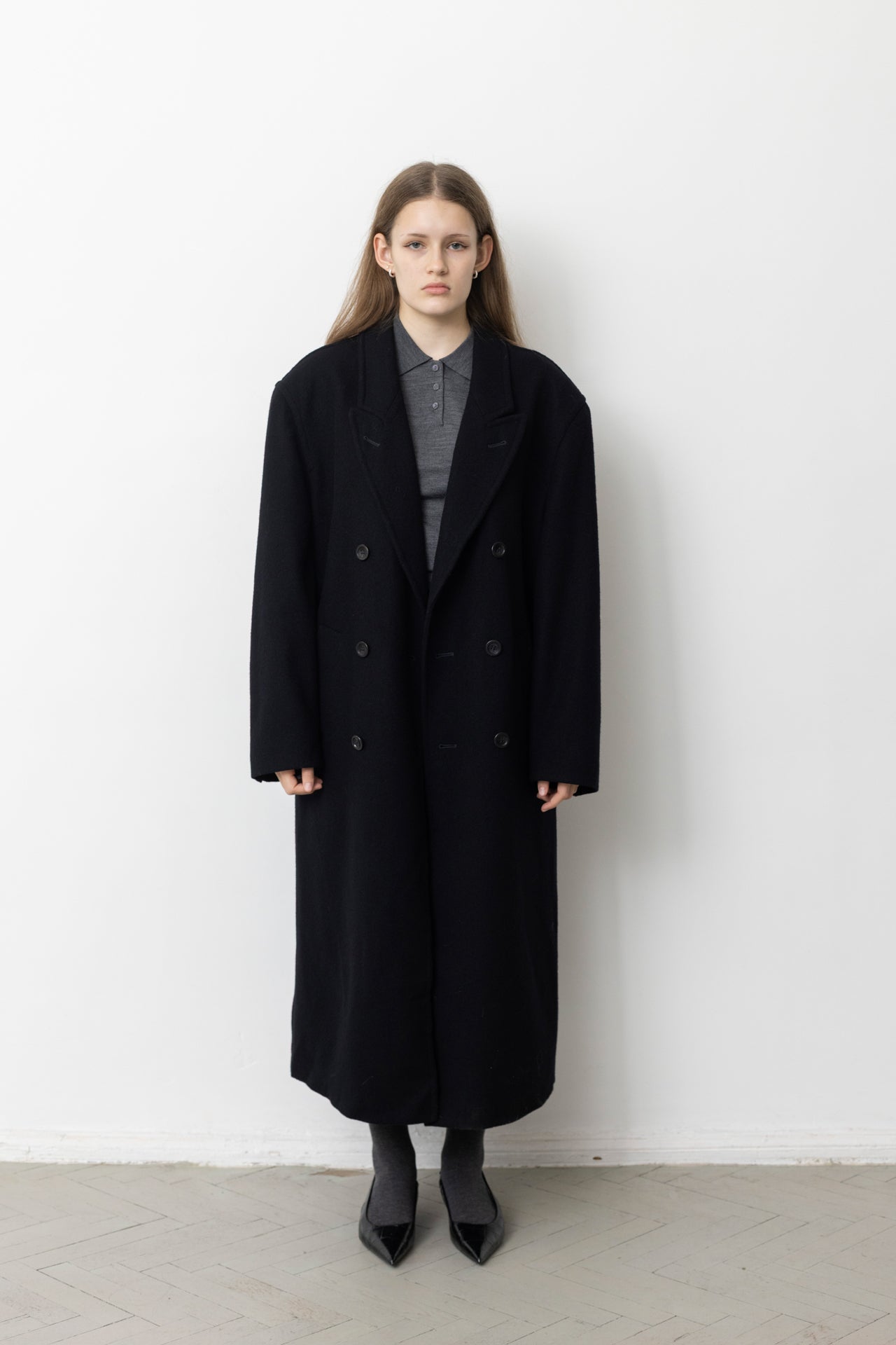 Vintage Black Oversized Wool Coat